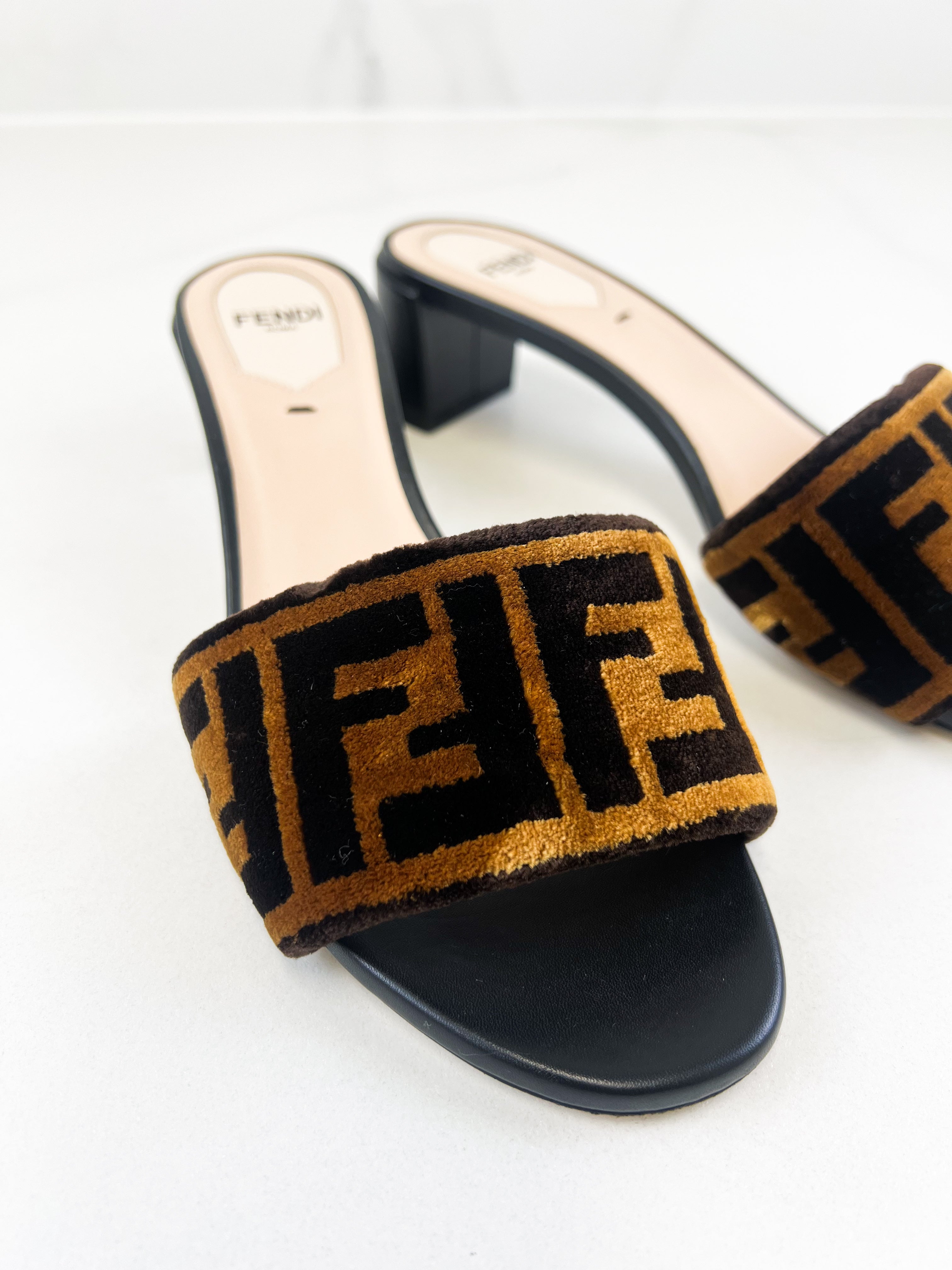 Fendi Zucca Velvet Sandal Size 36