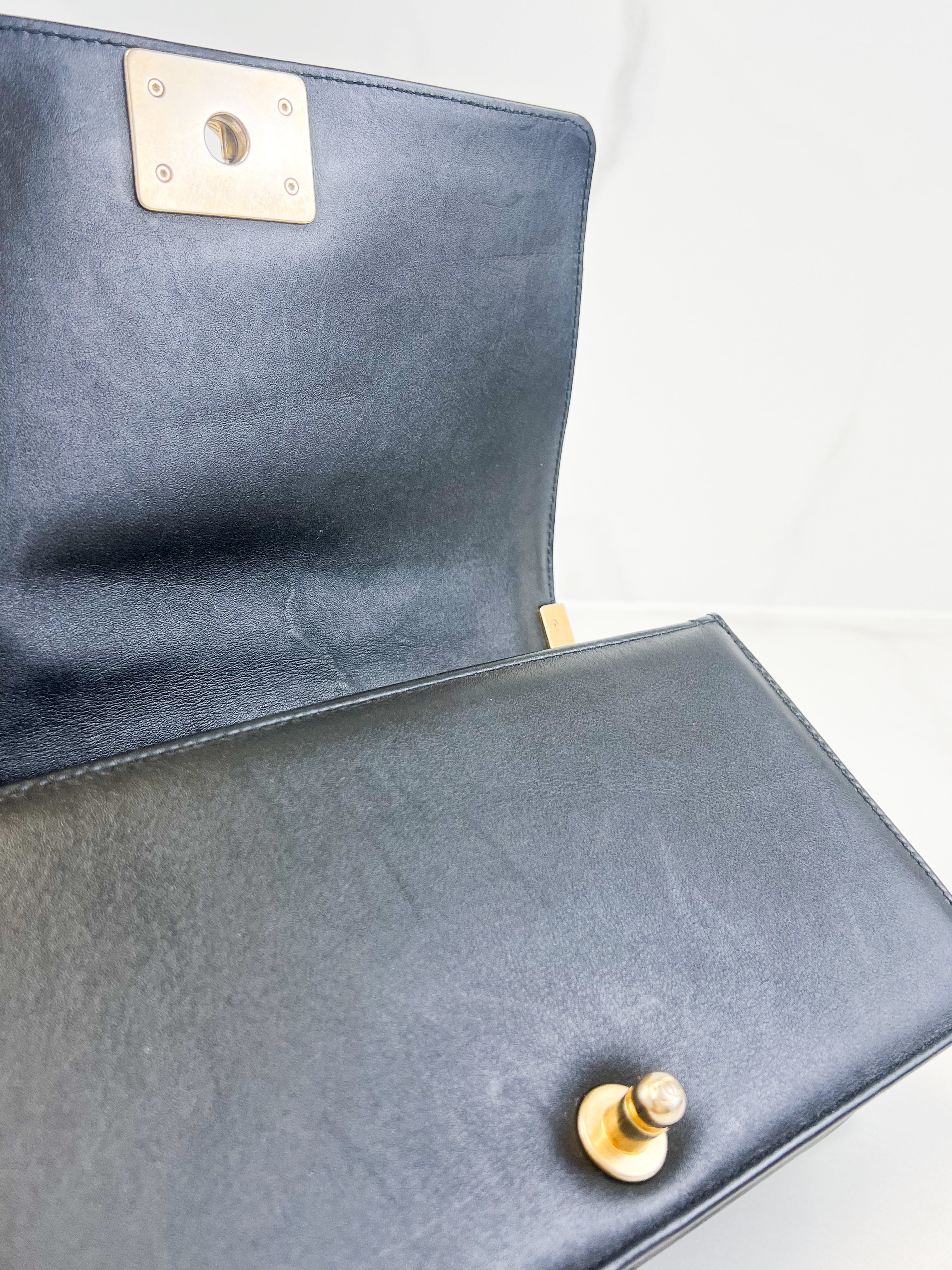 Chanel Black Old Medium Calfskin Boy Bag GHW