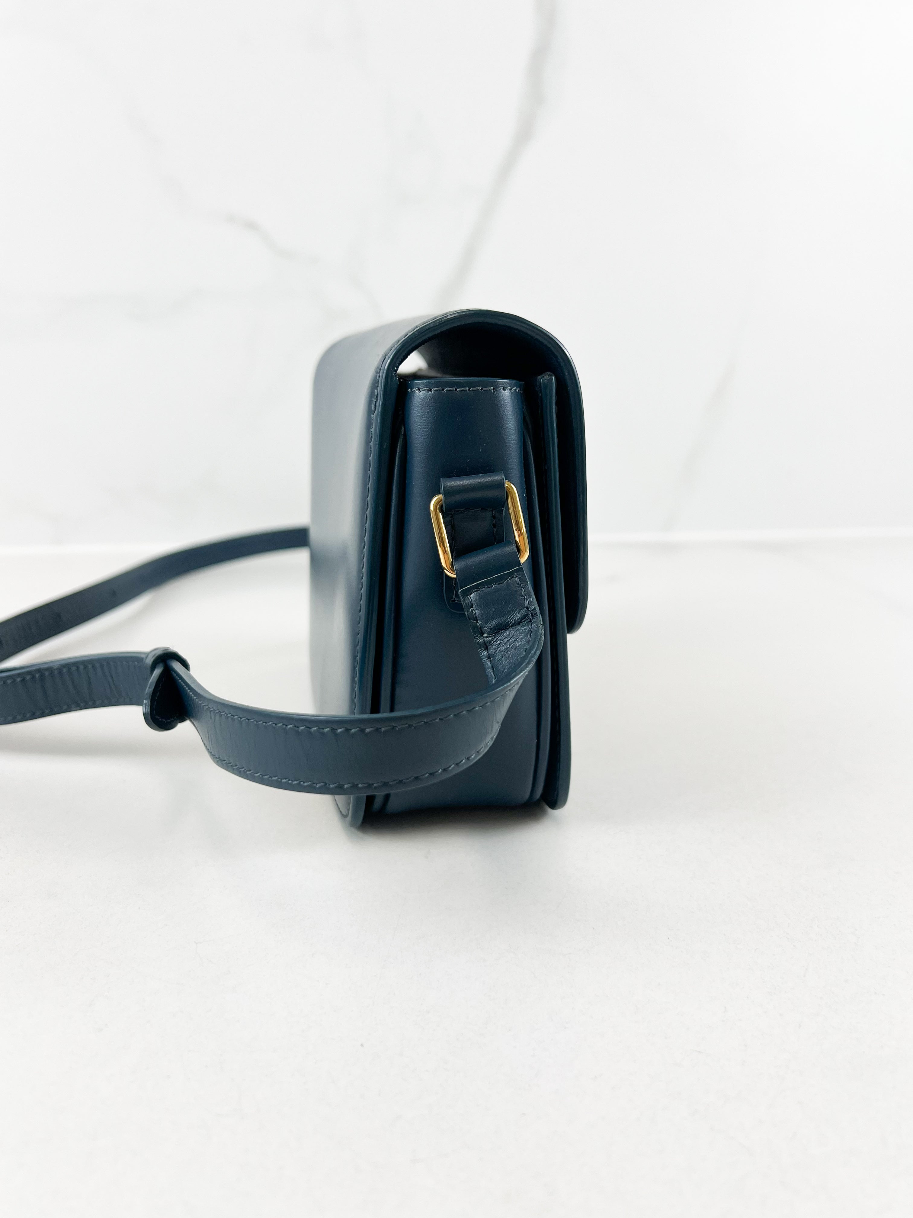 Celine Teen Triomphe Bag in Petrol Calfskin