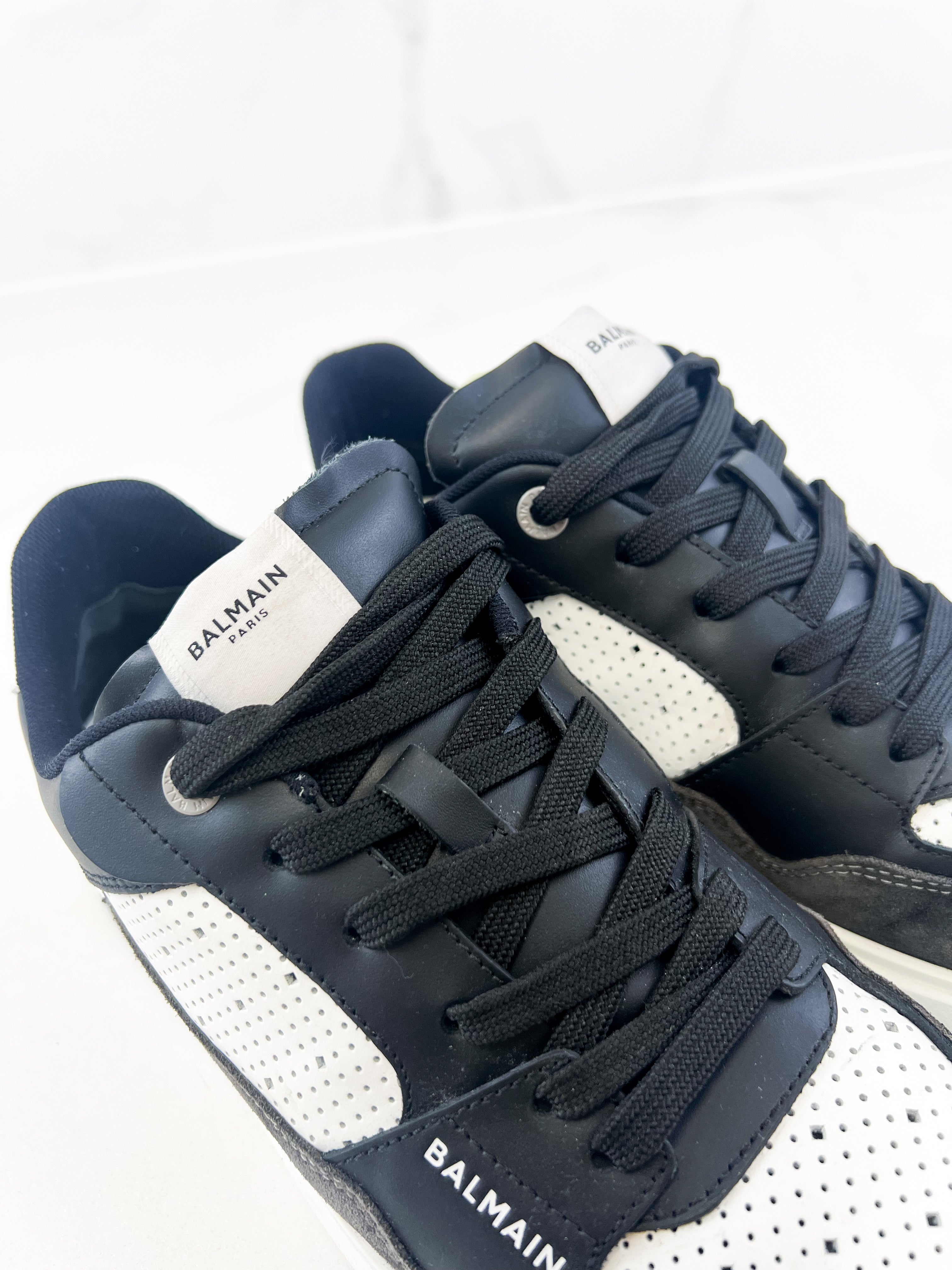 Balmain Black & White Low Top Sneaker Size 7US
