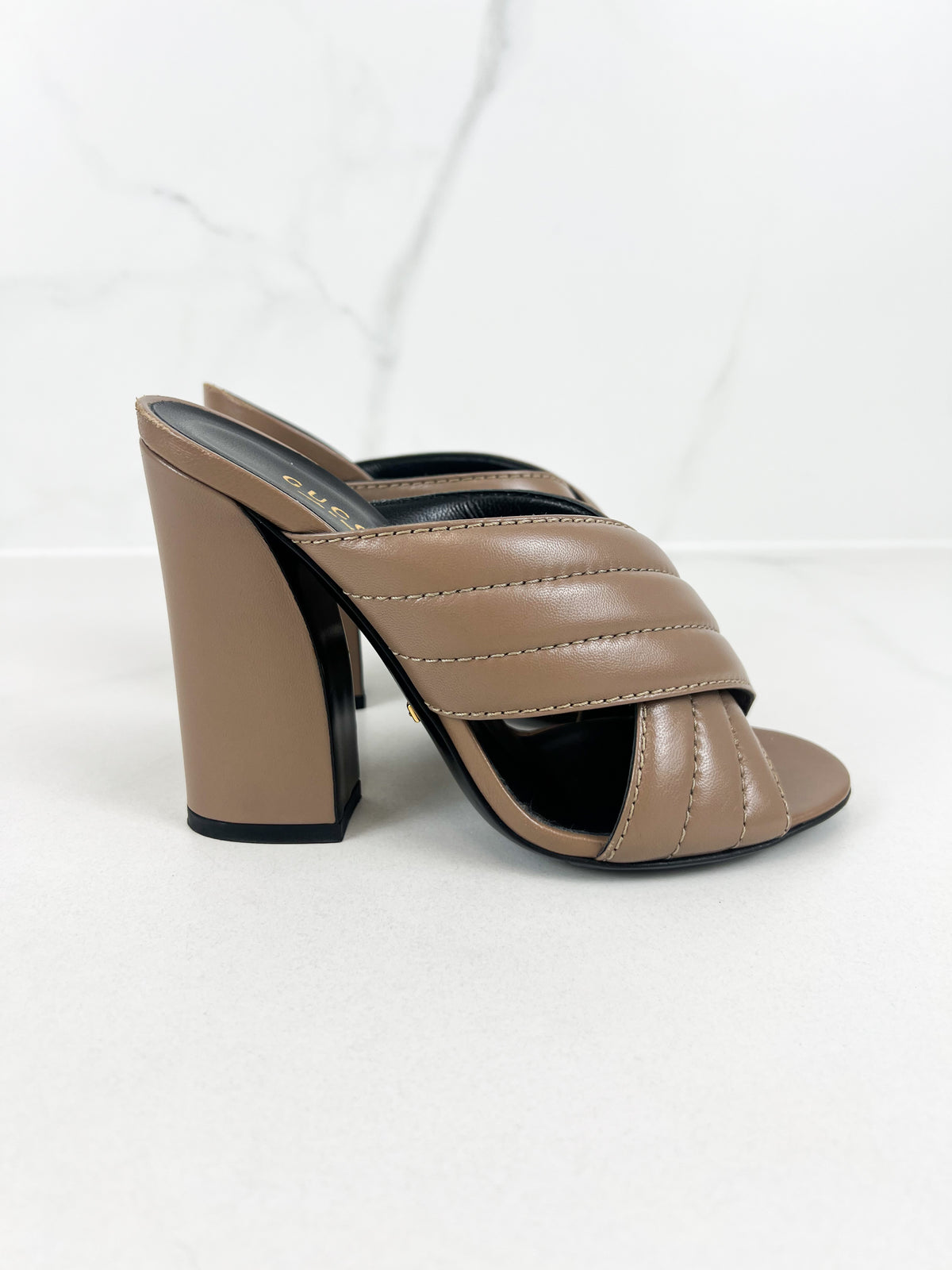 Gucci Quilted Leather Heel Mules Size 36