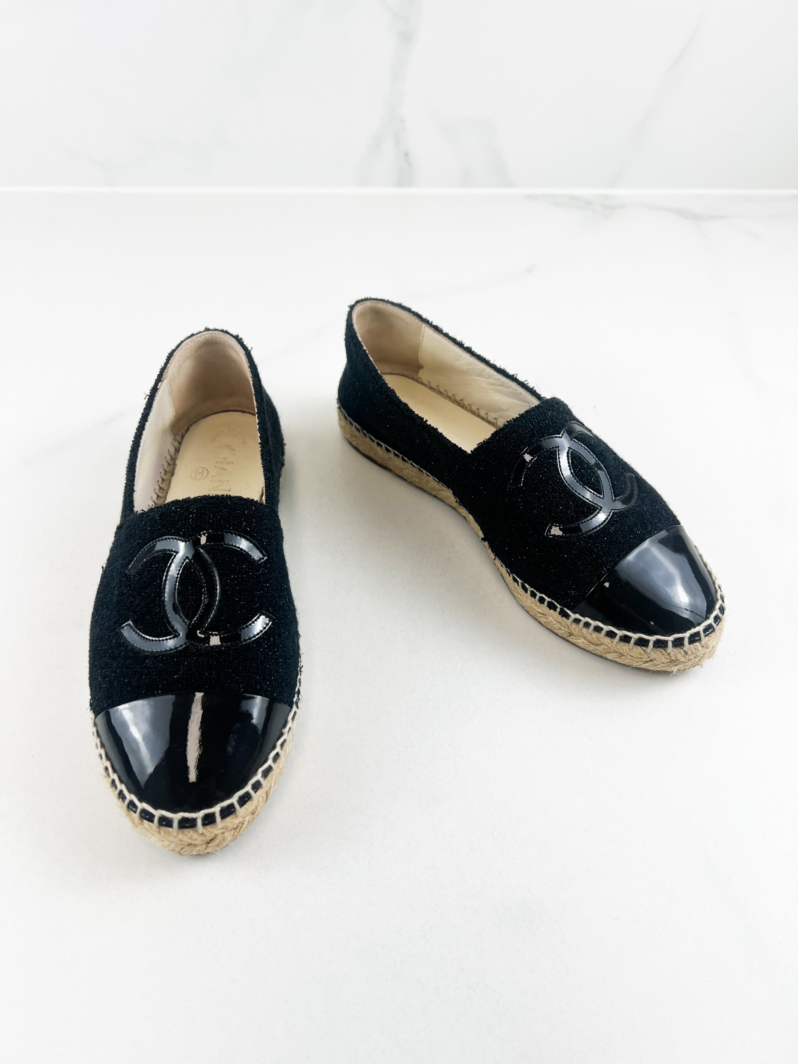 Chanel CC Tweed Espadrille Size 37