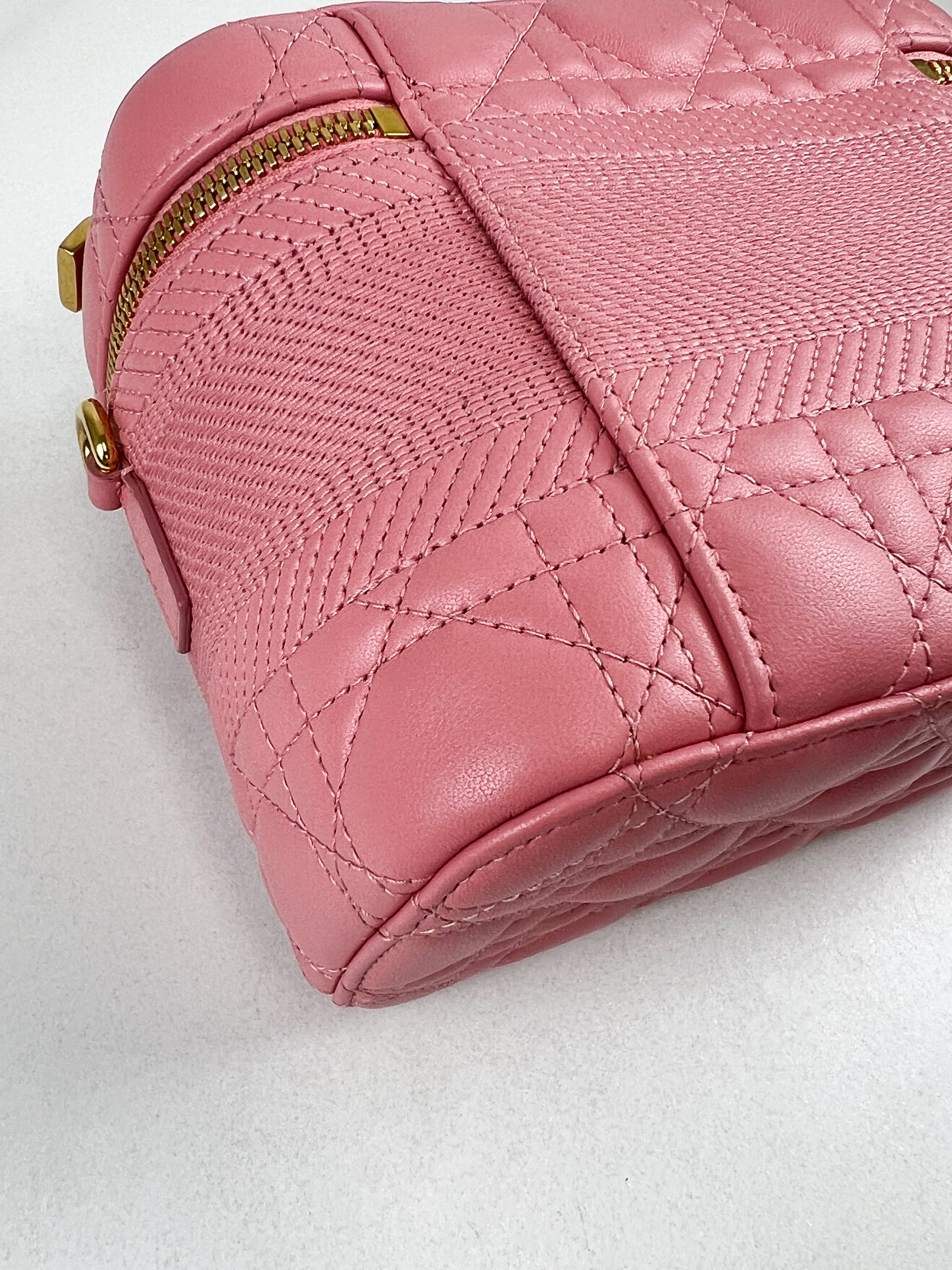 Christian Dior Travel Vanity Case in Pink Cannage Lambskin