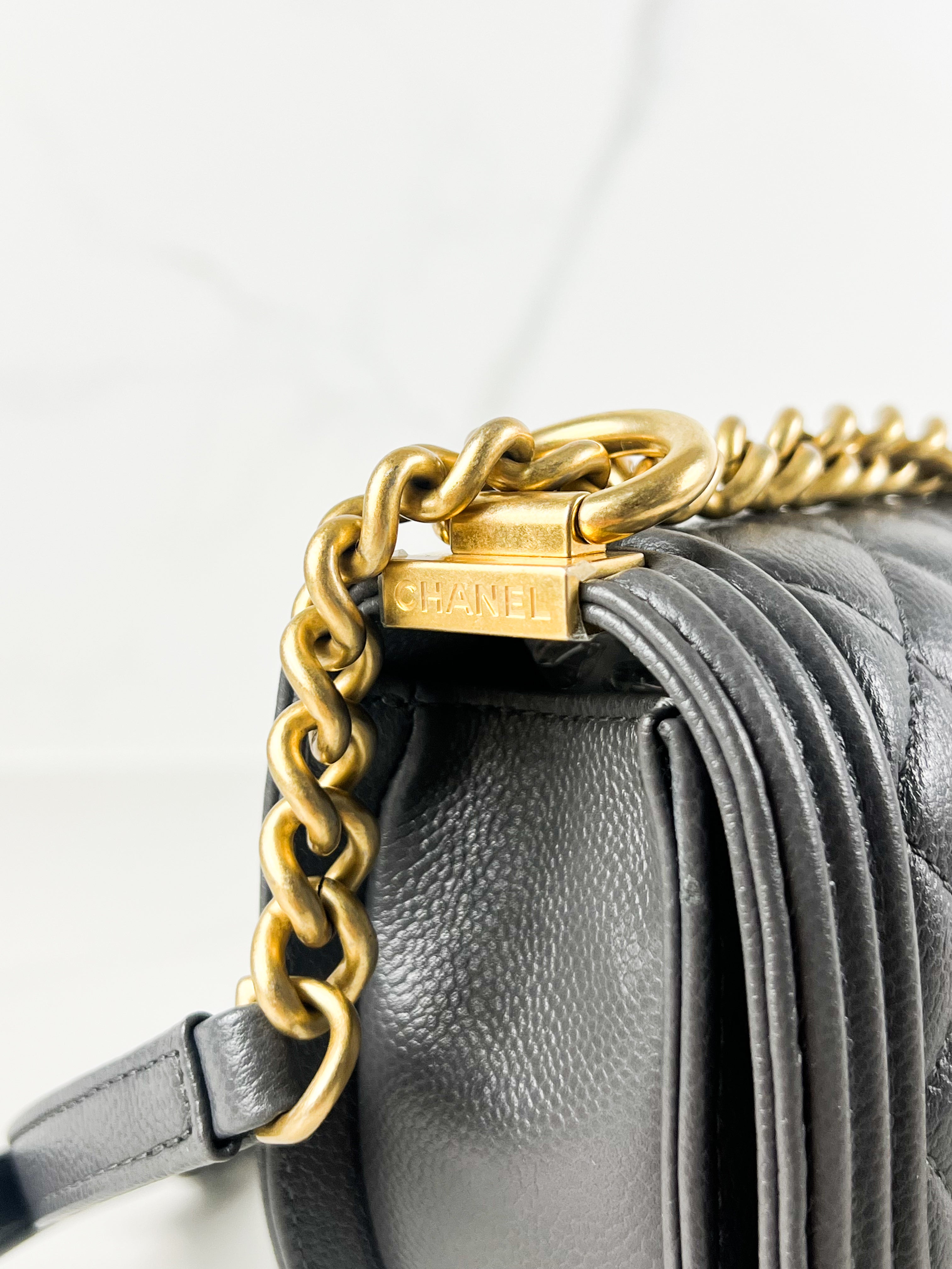 Chanel Half Moon Caviar Bag in Grey