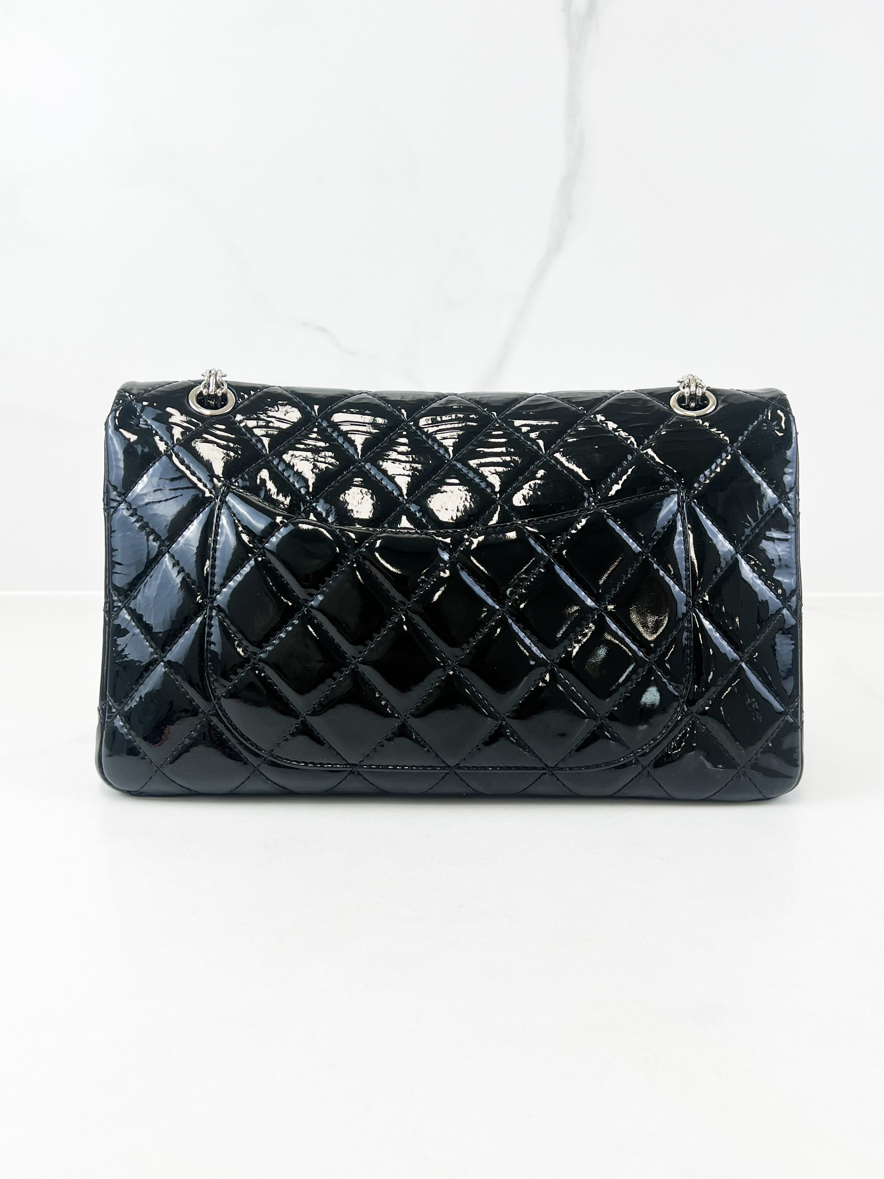 Chanel Black Classic Jumbo Double Flap Re-issue Calfskin Patent Leather Bag