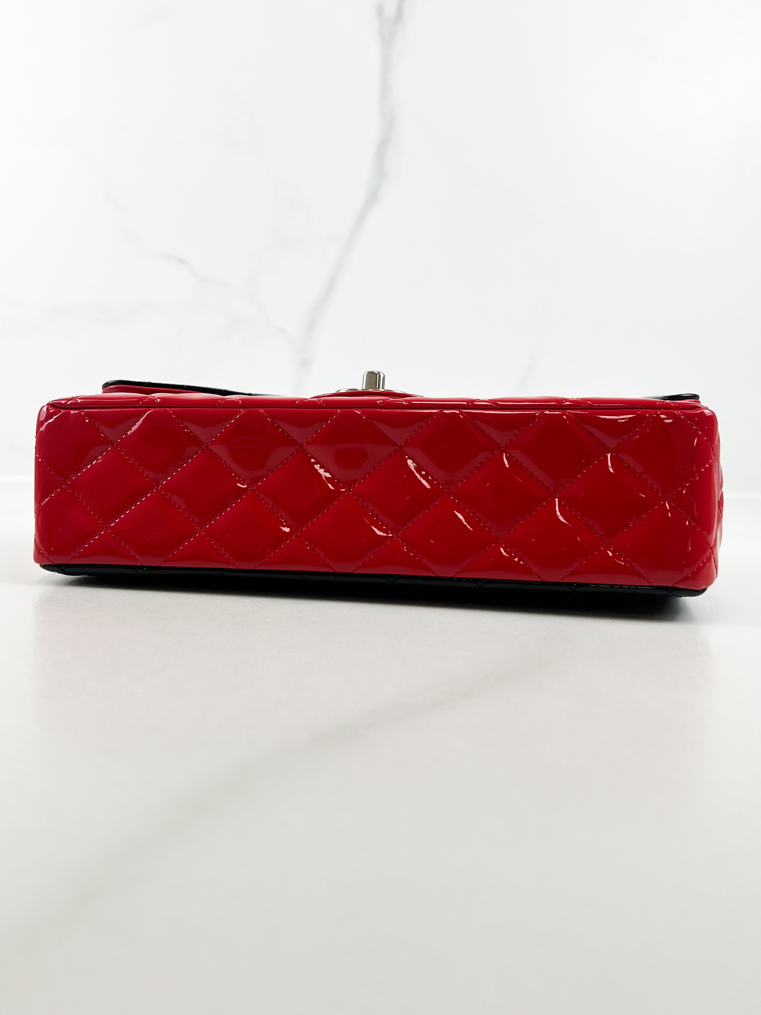 Chanel Small Classic Double Flap Patent Lambskin Shoulder Bag with SHW