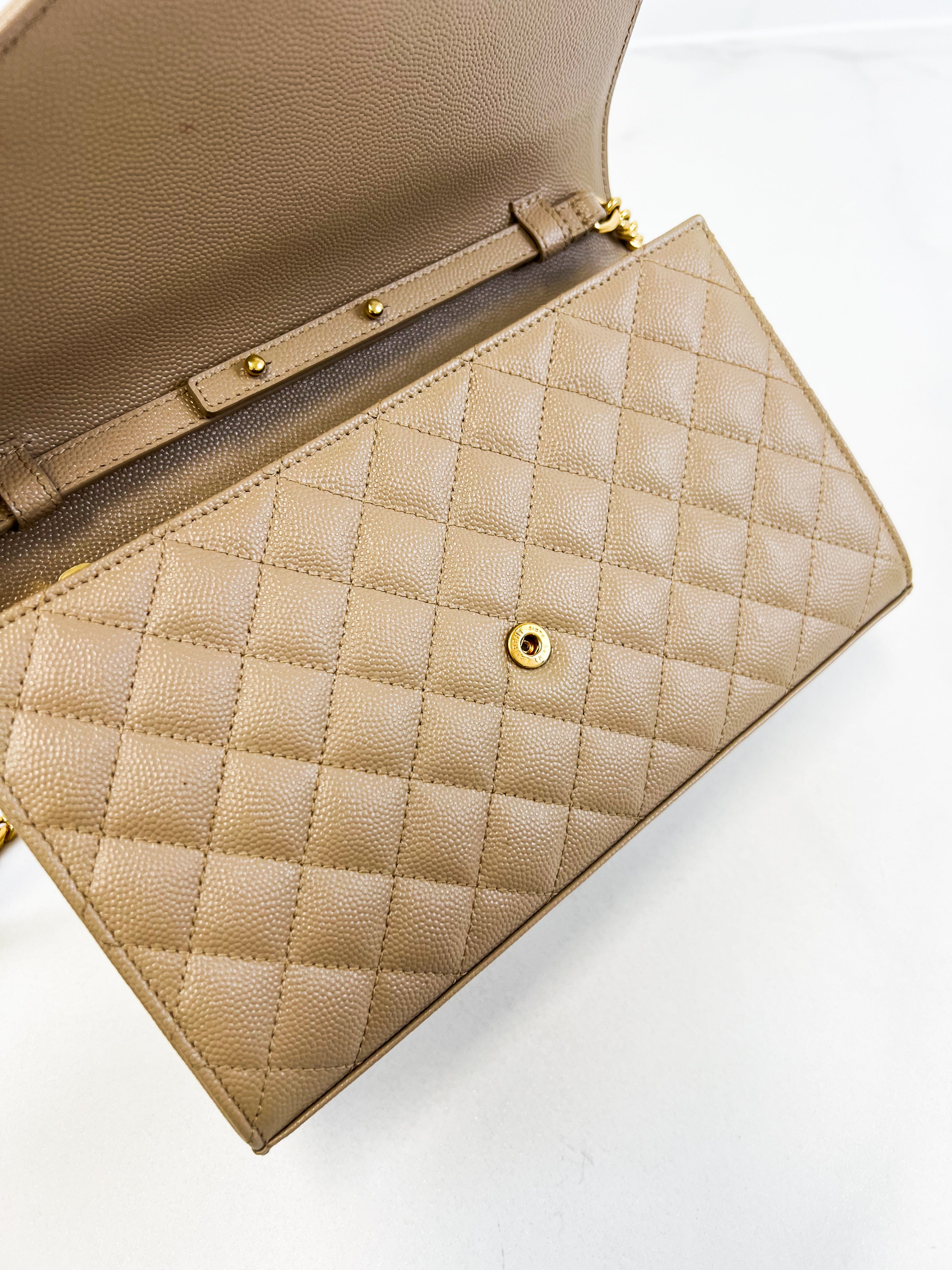Saint Laurent Nude Envelope Shoulder Bag GHW
