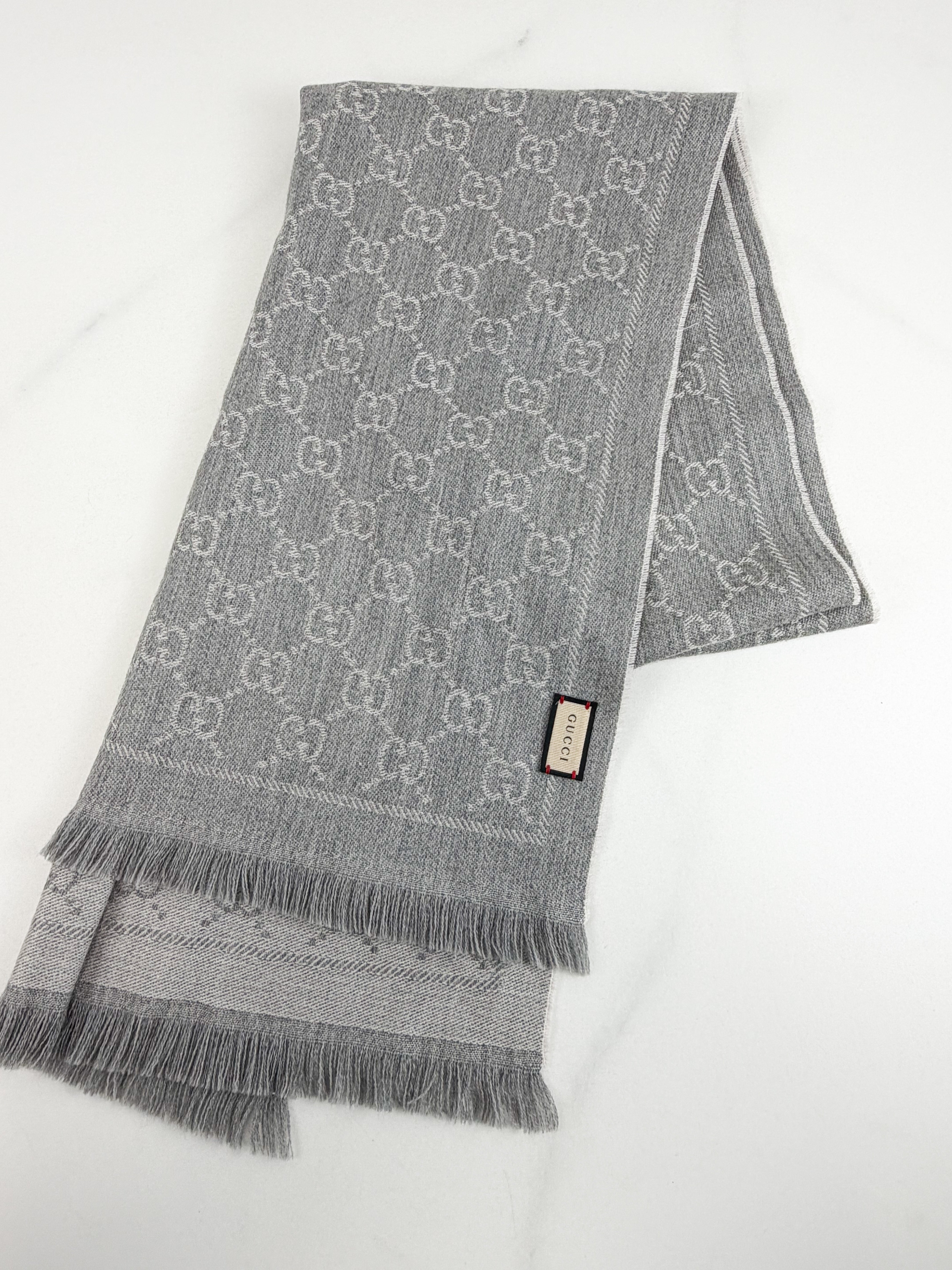 Gucci Jacquard Pattern Wool Scarf