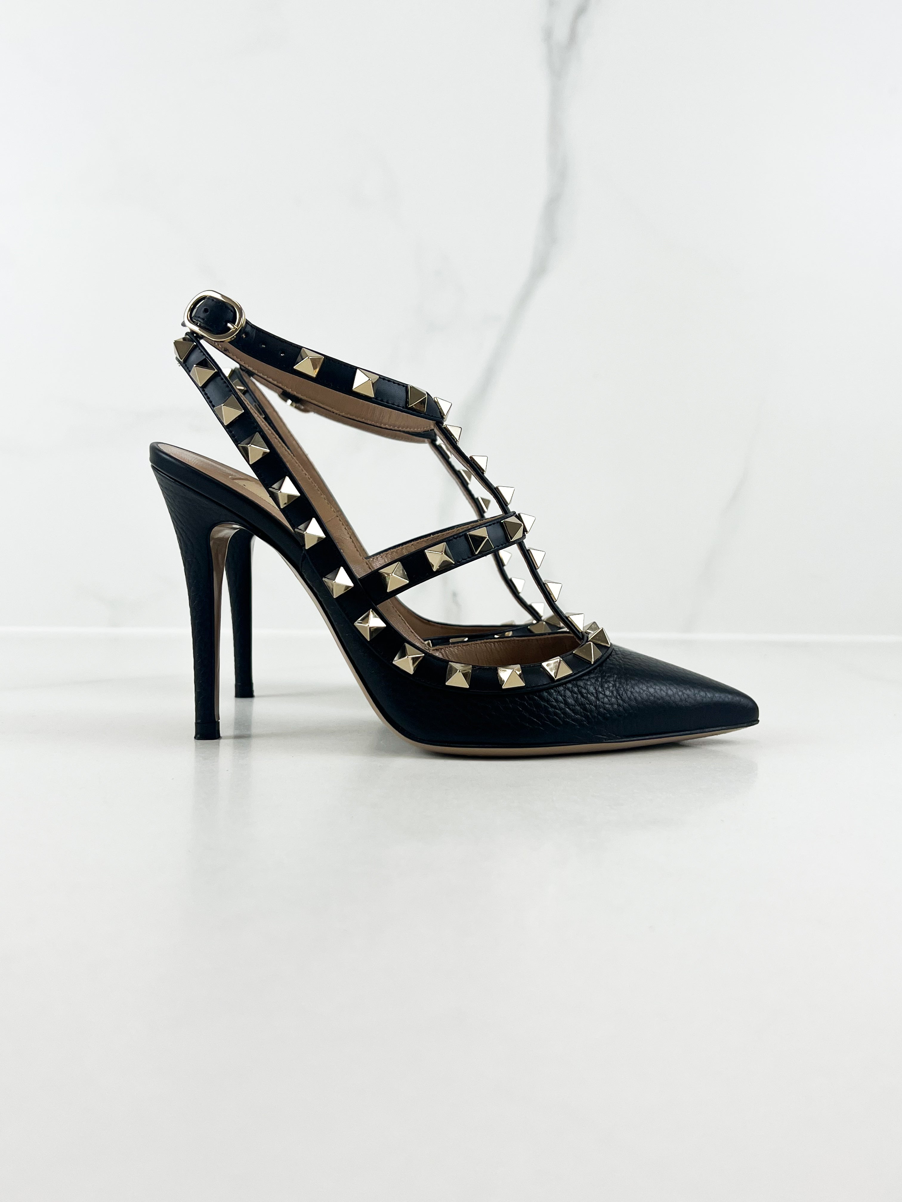 Valentino Caged Black Rockstud Pumps Size 35