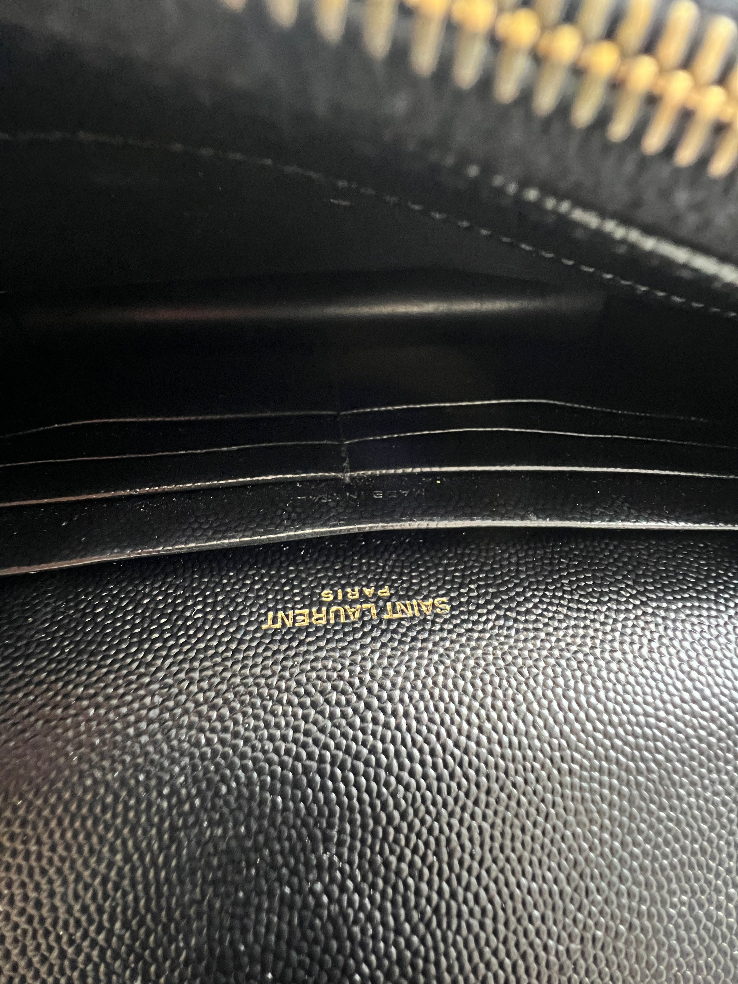 Saint Laurent Black Cassandre Envelope WOC with GHW