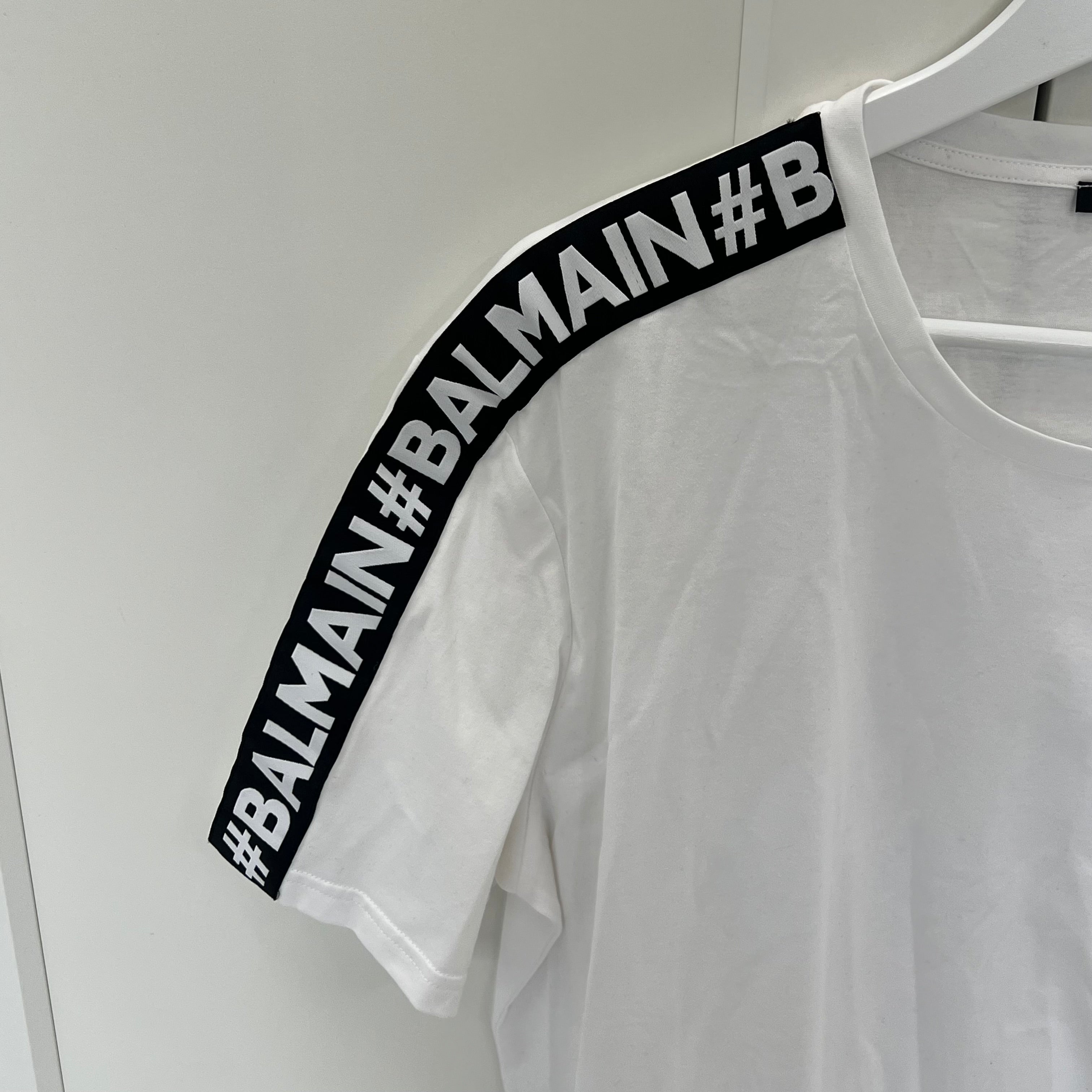 Balmain Logo Men's White T-Shirt Size XL