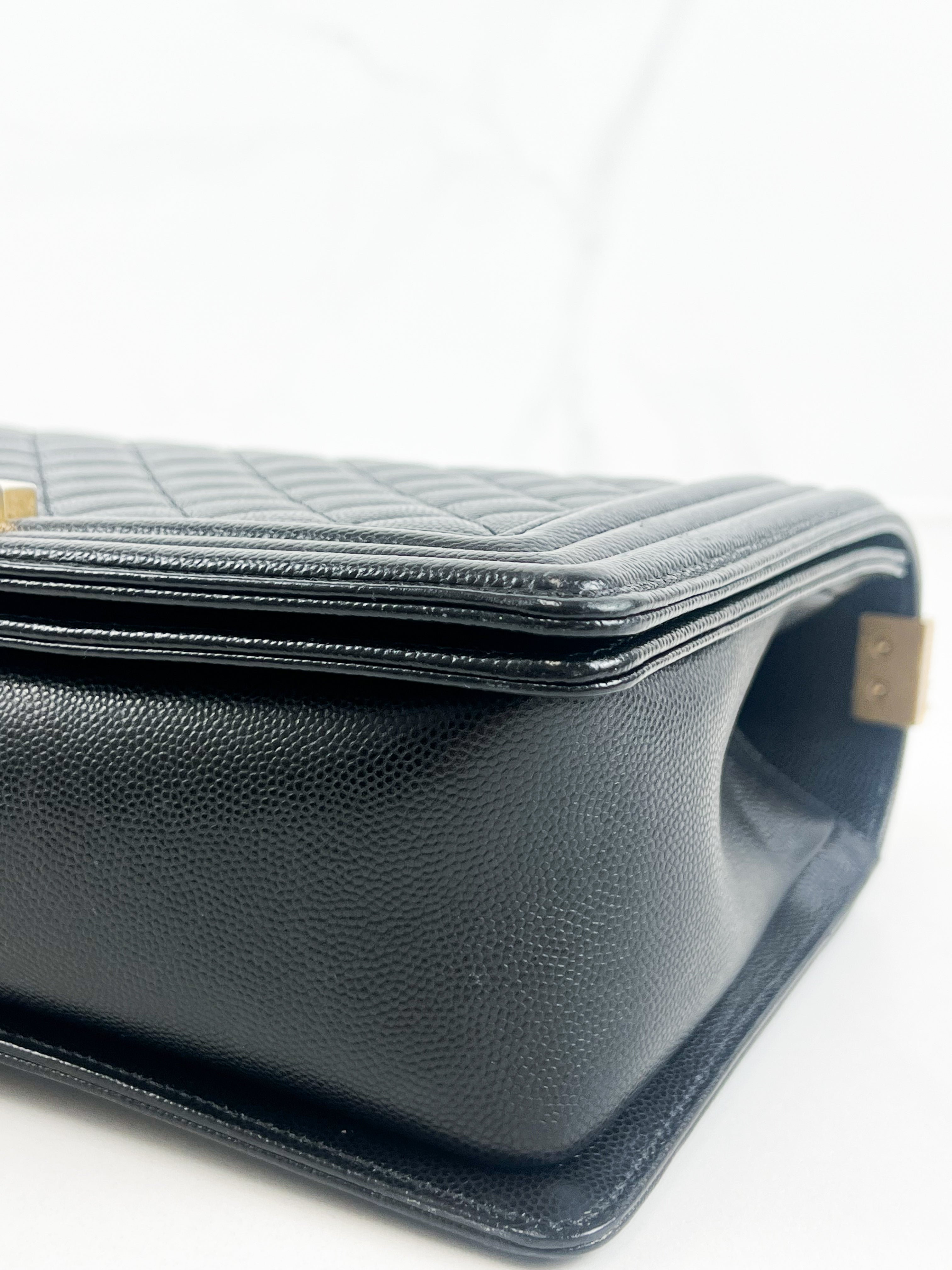 Chanel Black New Medium Caviar Boy Bag with GHW