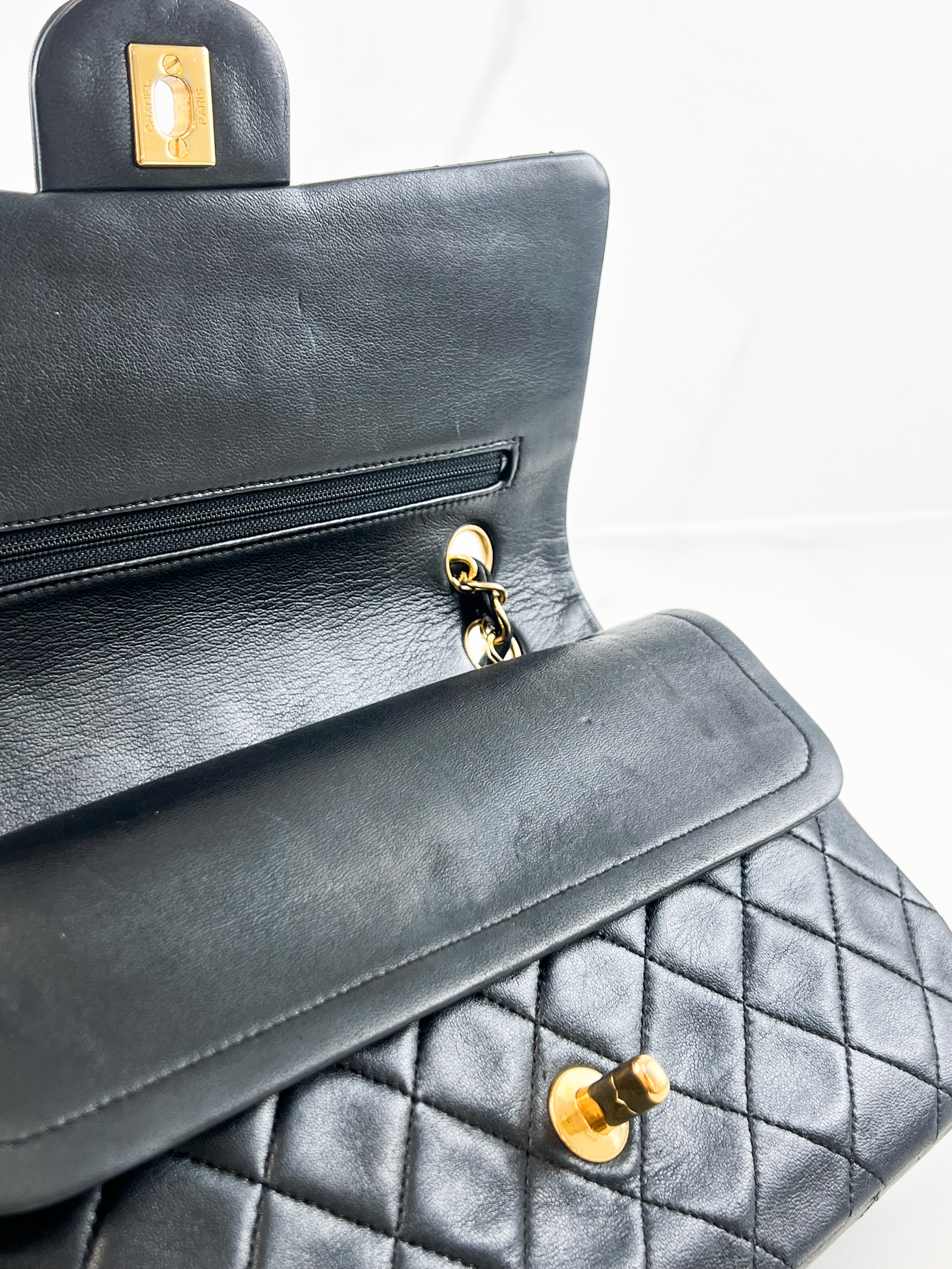 Chanel Black Vintage Medium Double Flap Classic in Calfskin