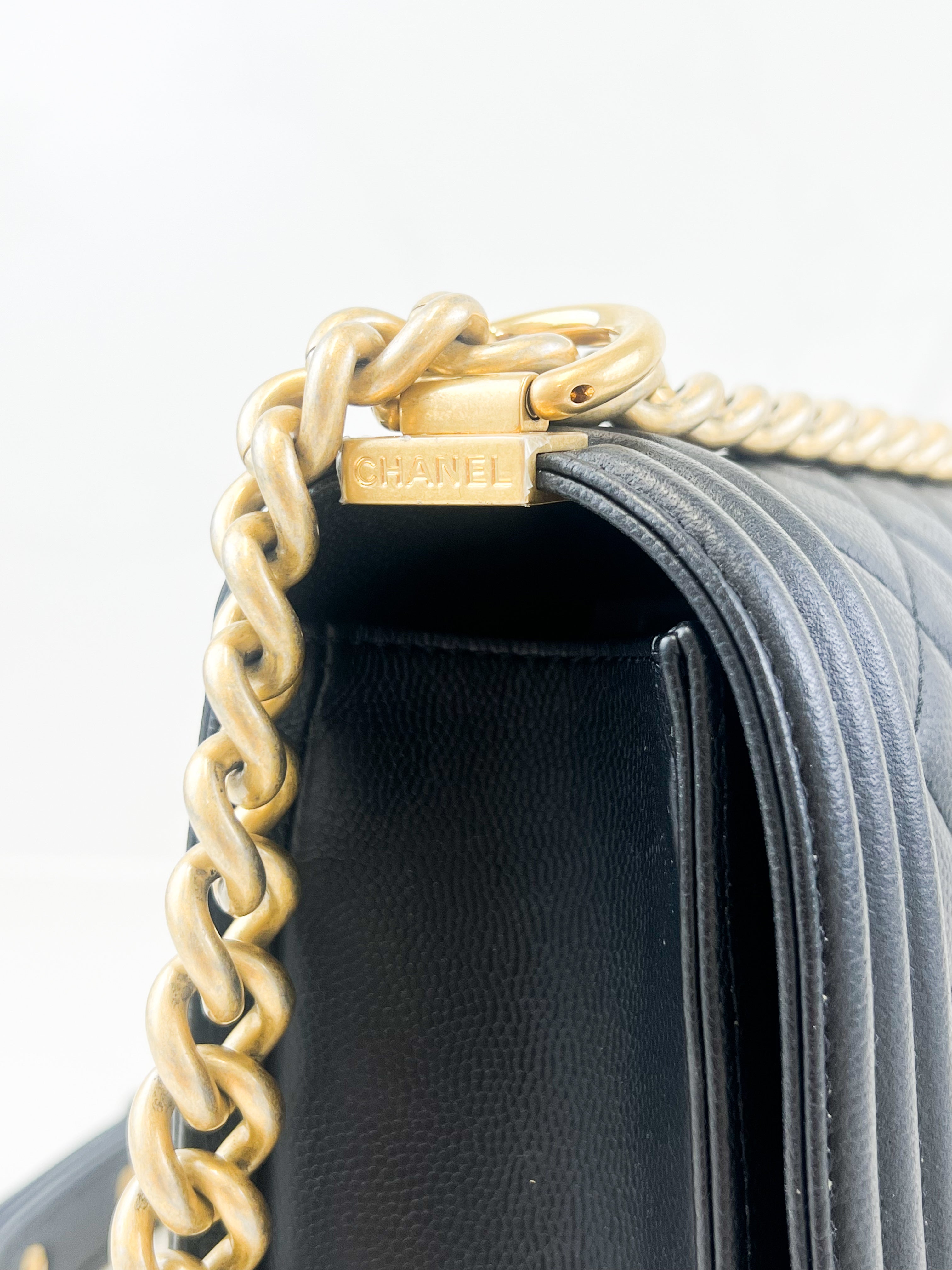Chanel Black Old Medium Caviar Boy Bag GHW