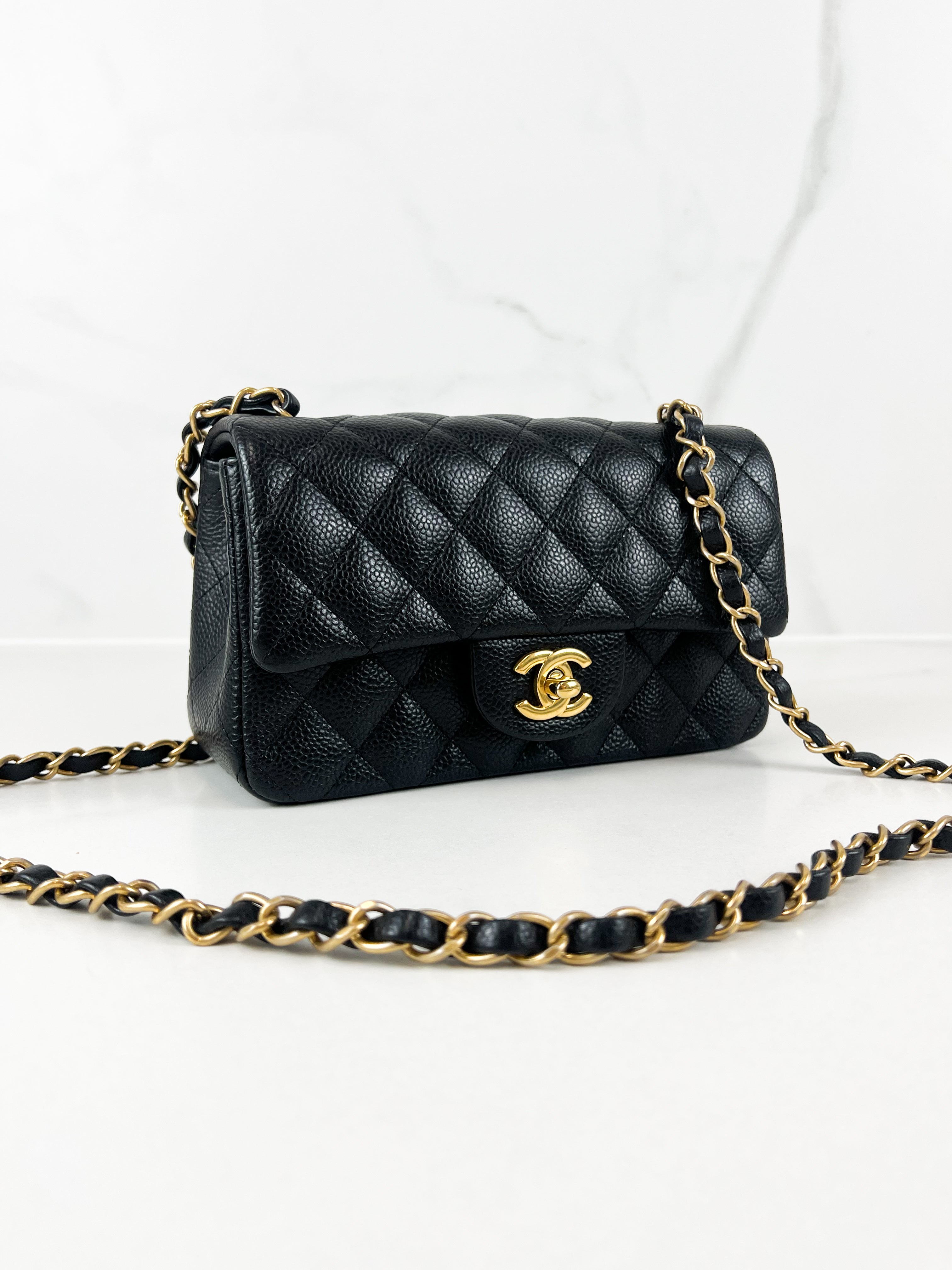 Chanel Rectangular Mini Flap Caviar Shoulder Bag GHW