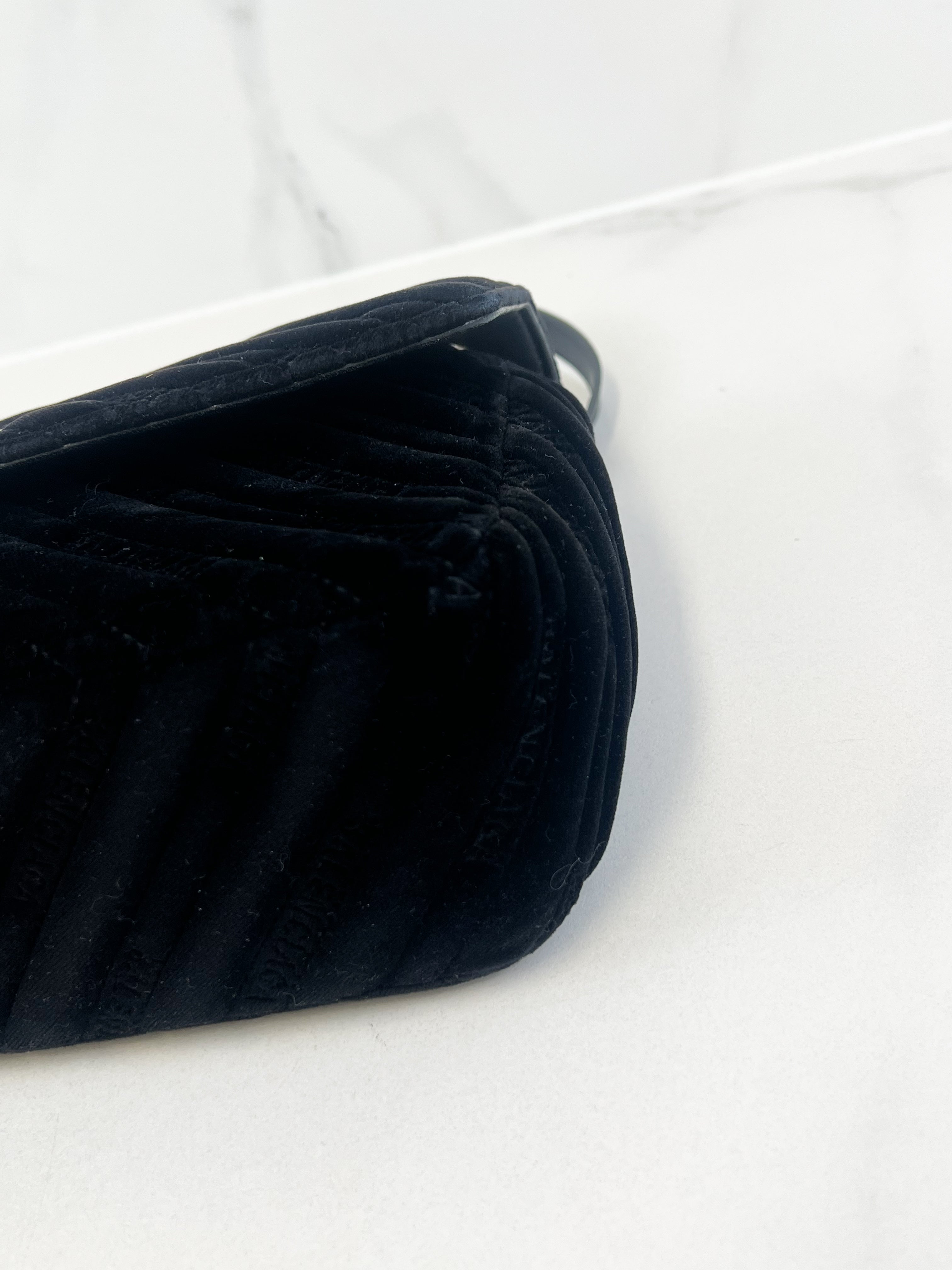 Balenciaga Black Logo Velvelt Shoulder Bag