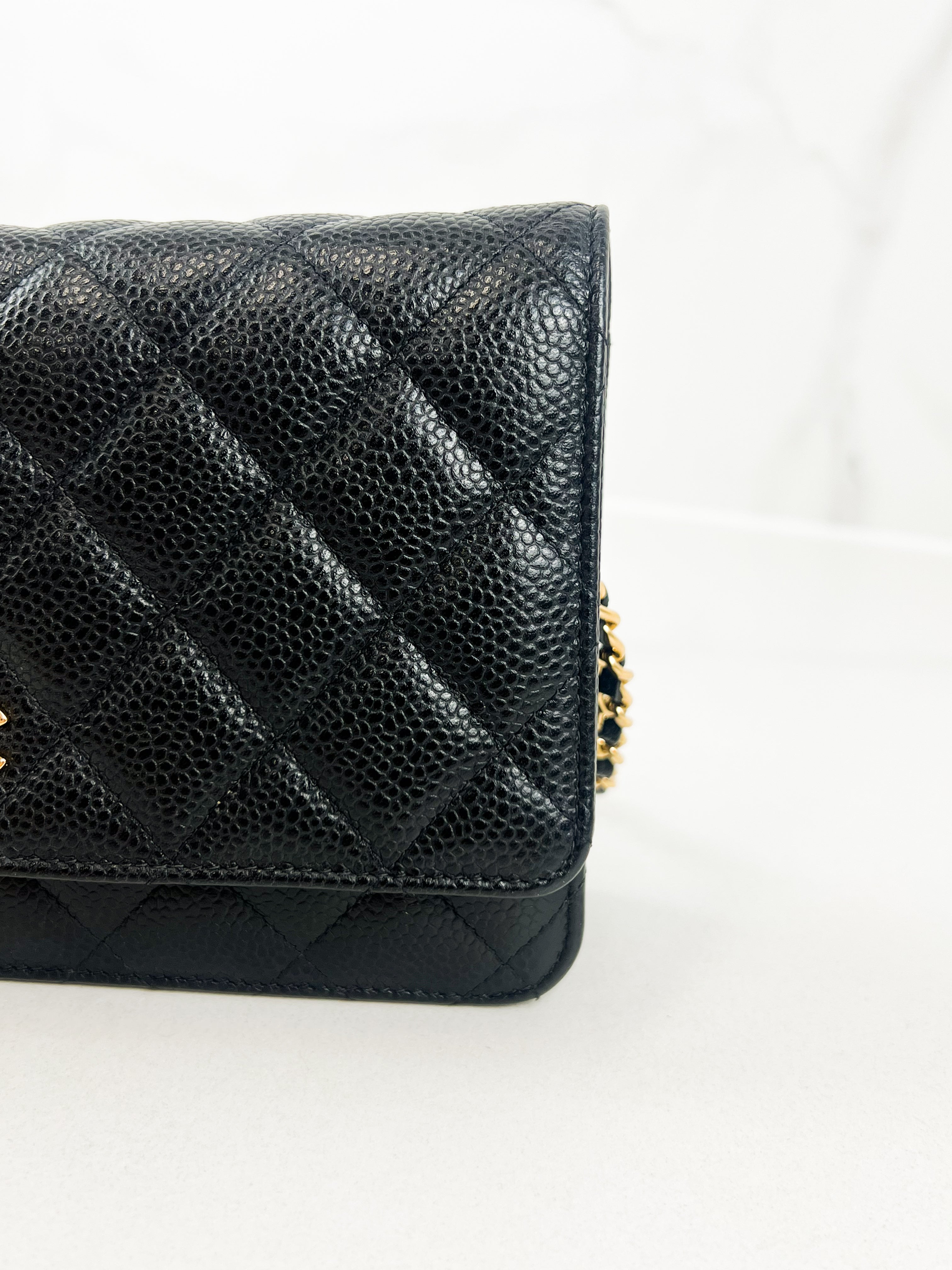 Chanel Black Classic Caviar CC WOC with GHW