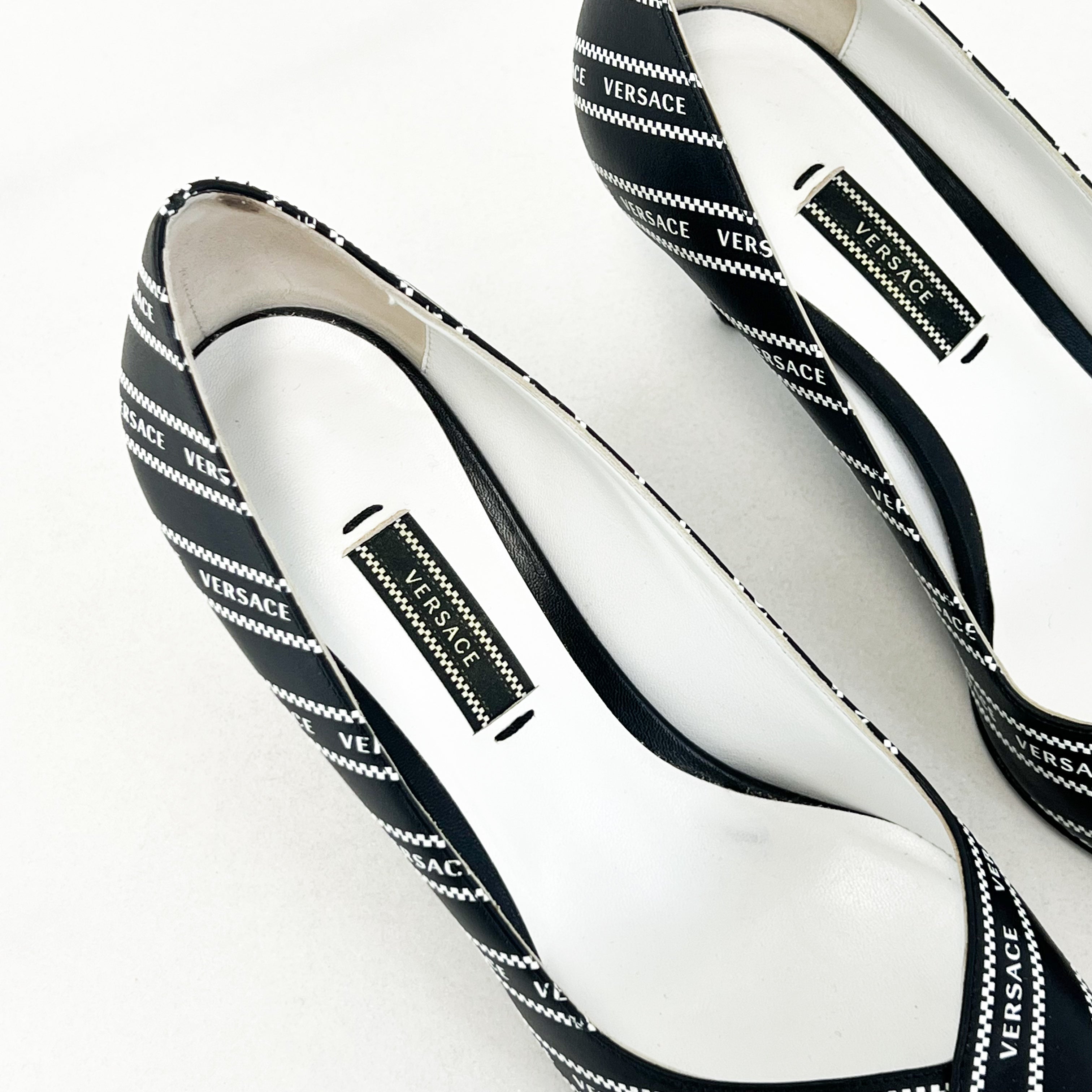 Versace Multicolour Logo Kitten Heel Pump Size 37