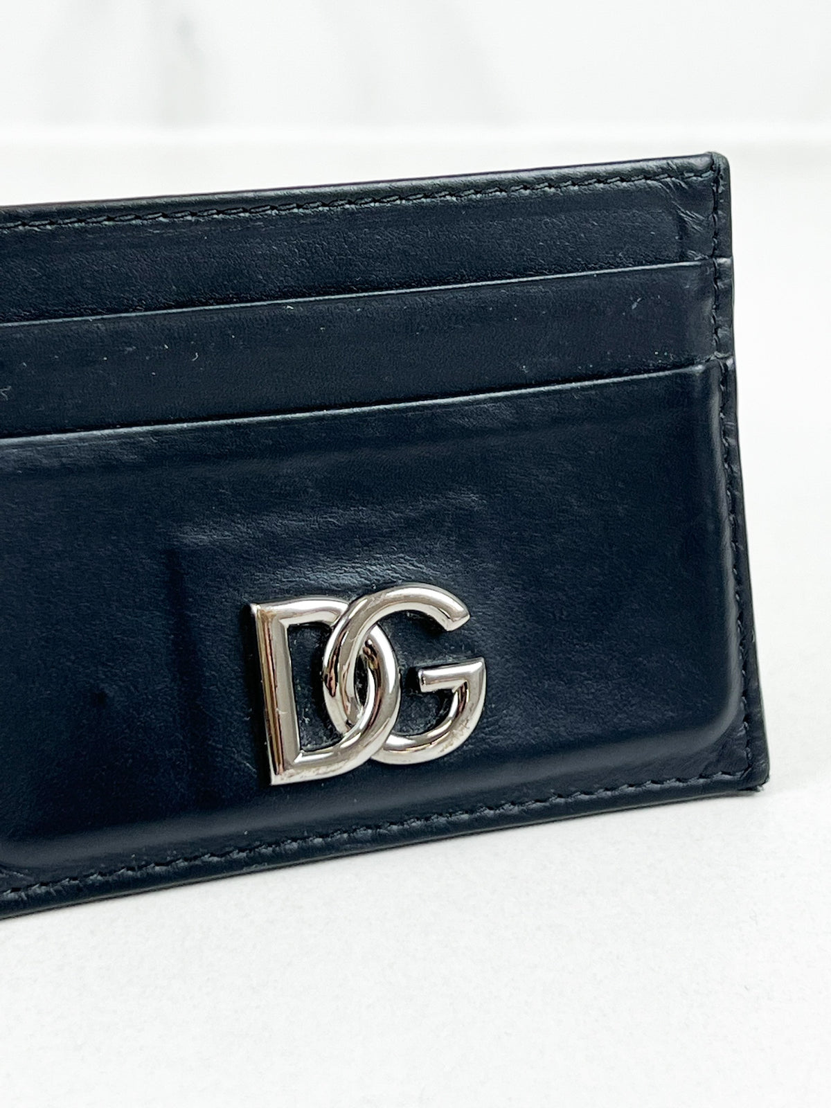 Dolce & Gabbana Black Leather Mens Cardholder with SHW