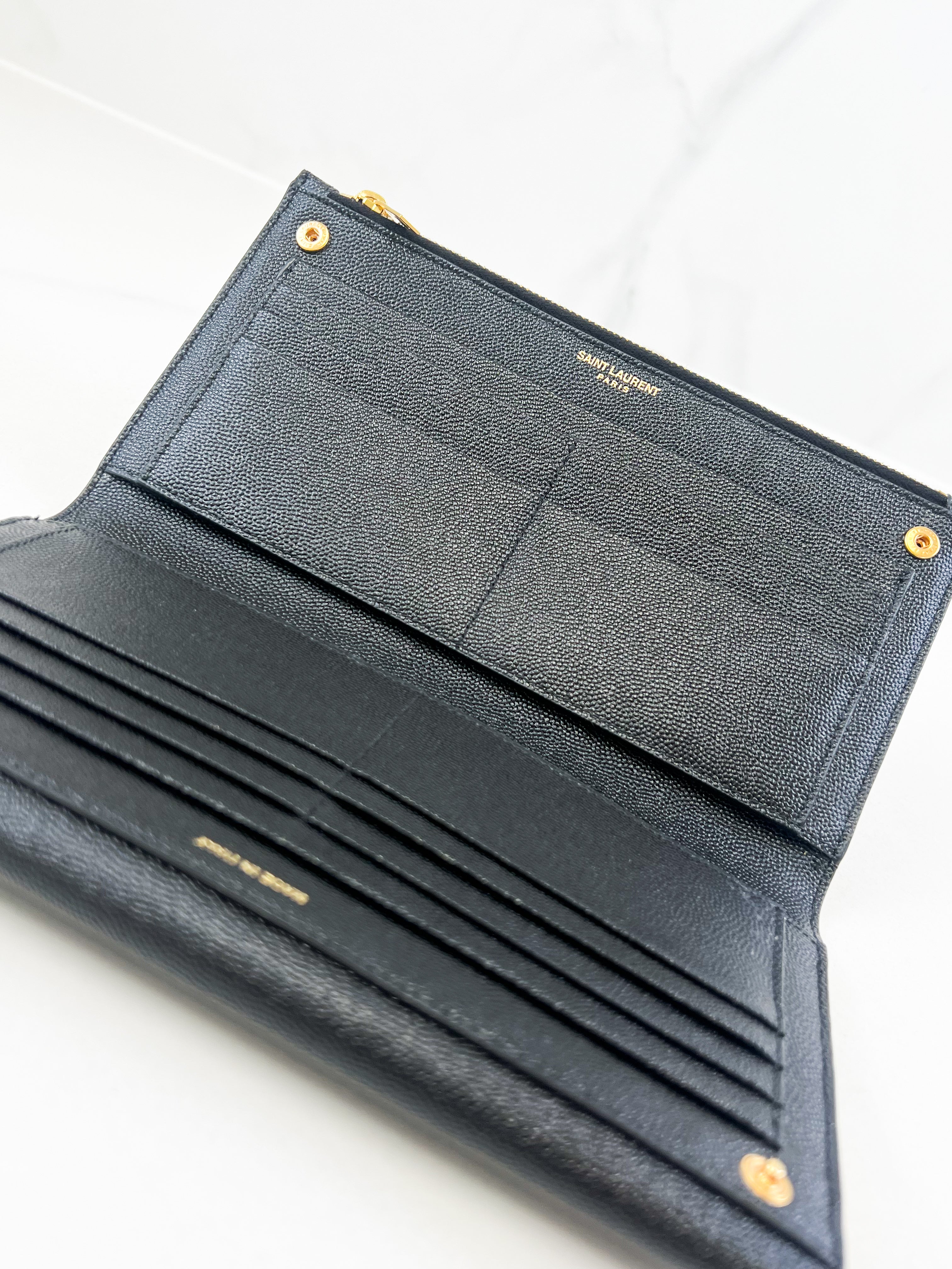 Saint Laurent Black Portefueli Fame Flap Wallet