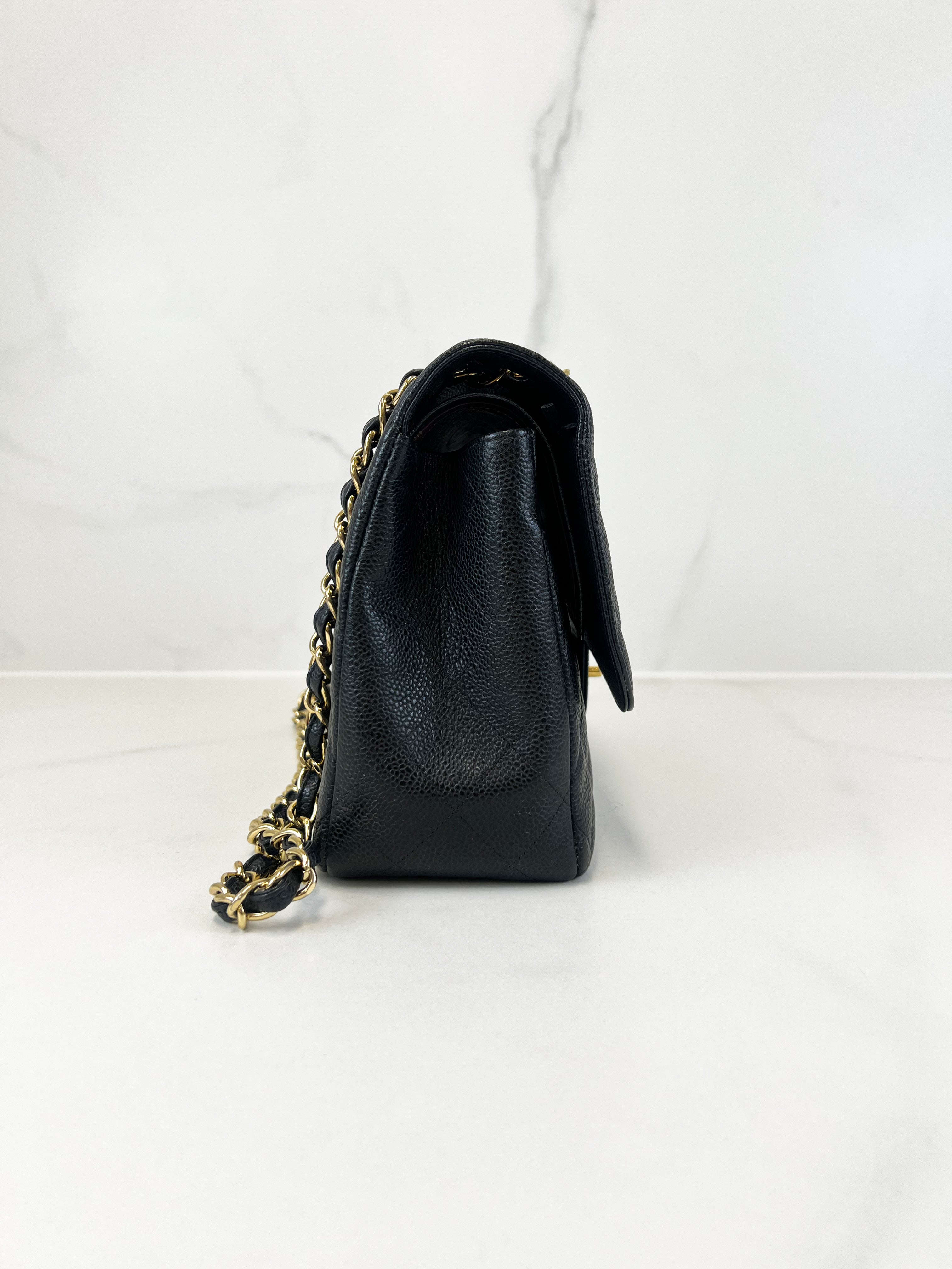 Chanel Classic Jumbo Double Flap Caviar Shoulder Bag GHW