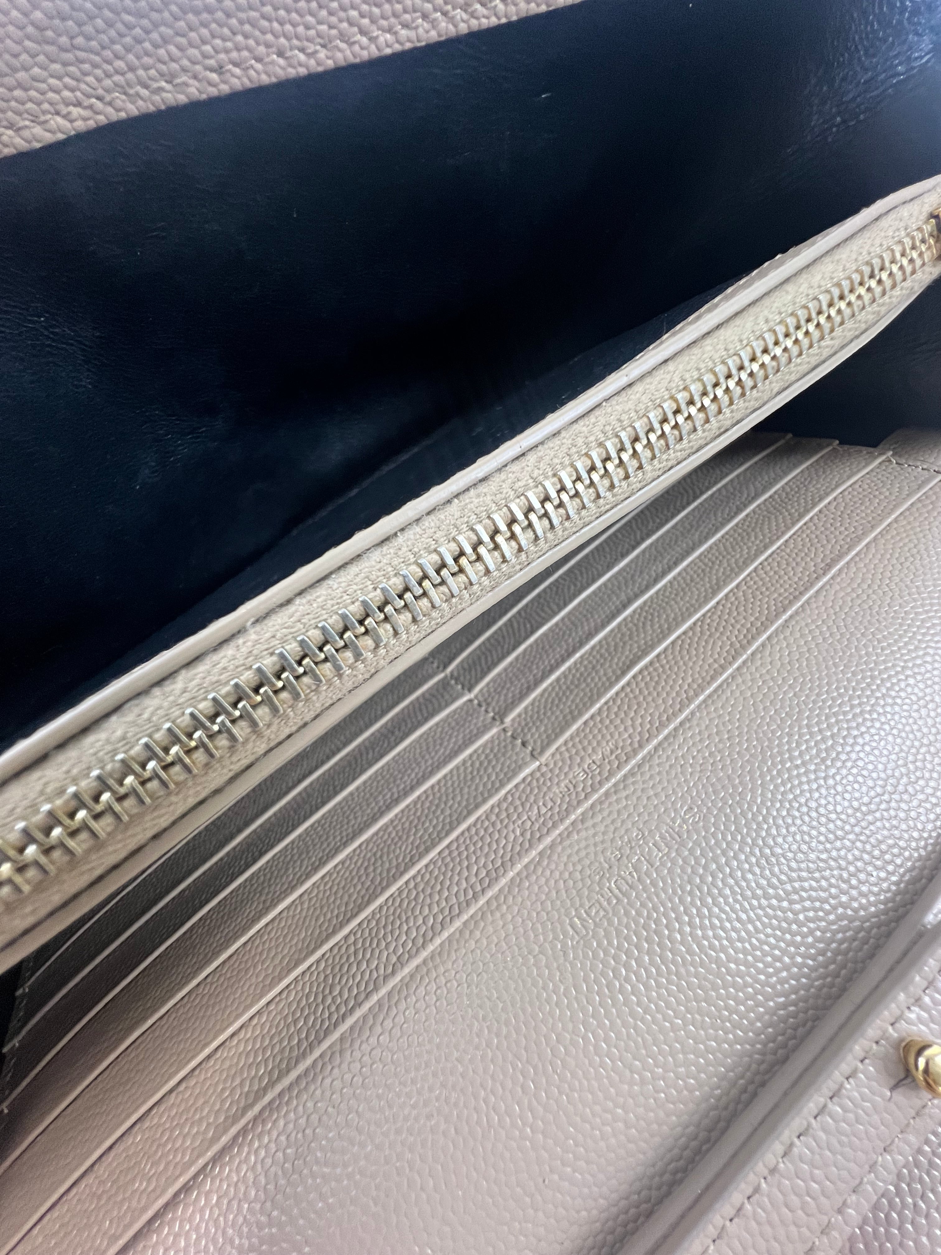 Saint Laurent Cassandra Matelasse Envelope Wallet on Chain