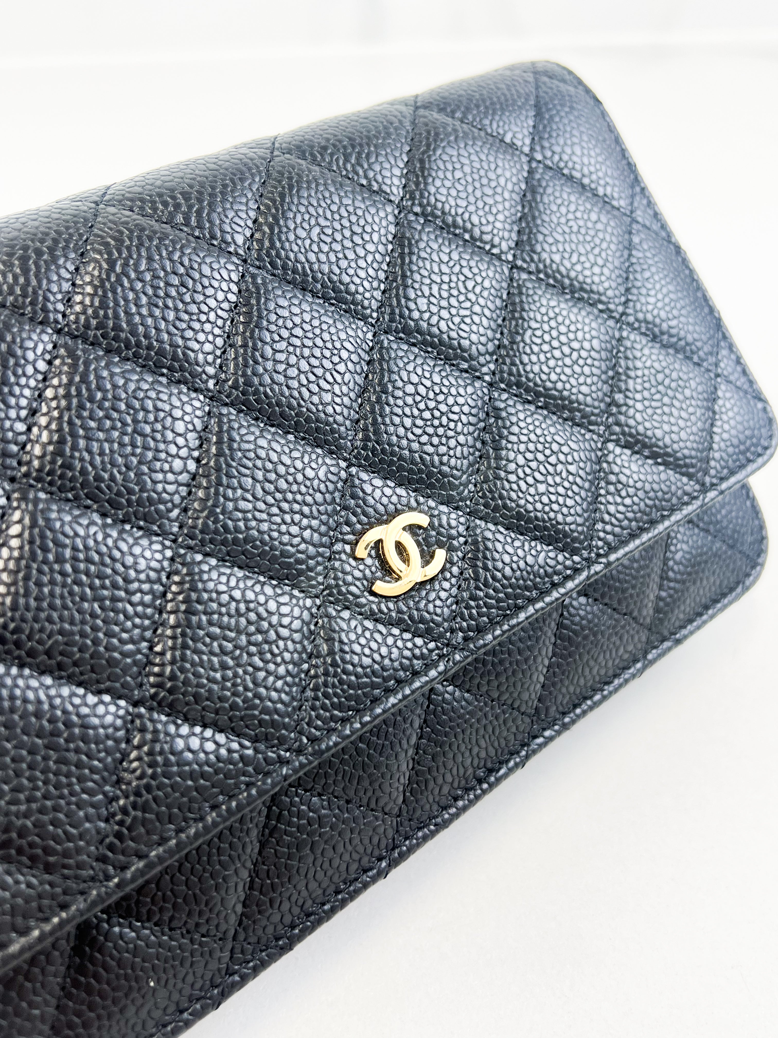 Chanel Black Classic Caviar CC WOC with GHW
