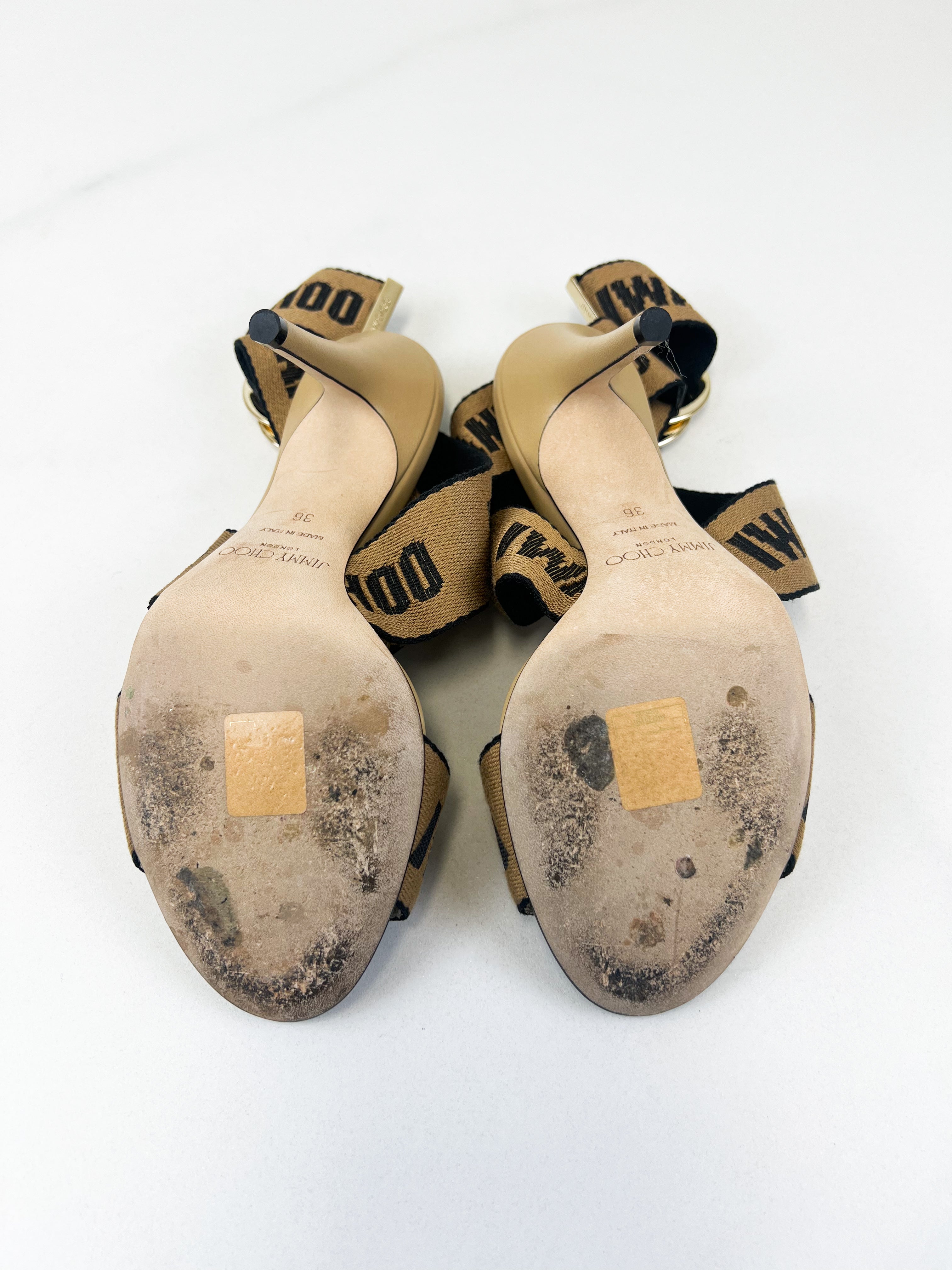 Jimmy Choo Bailey Logo 100 Sandals Size 36