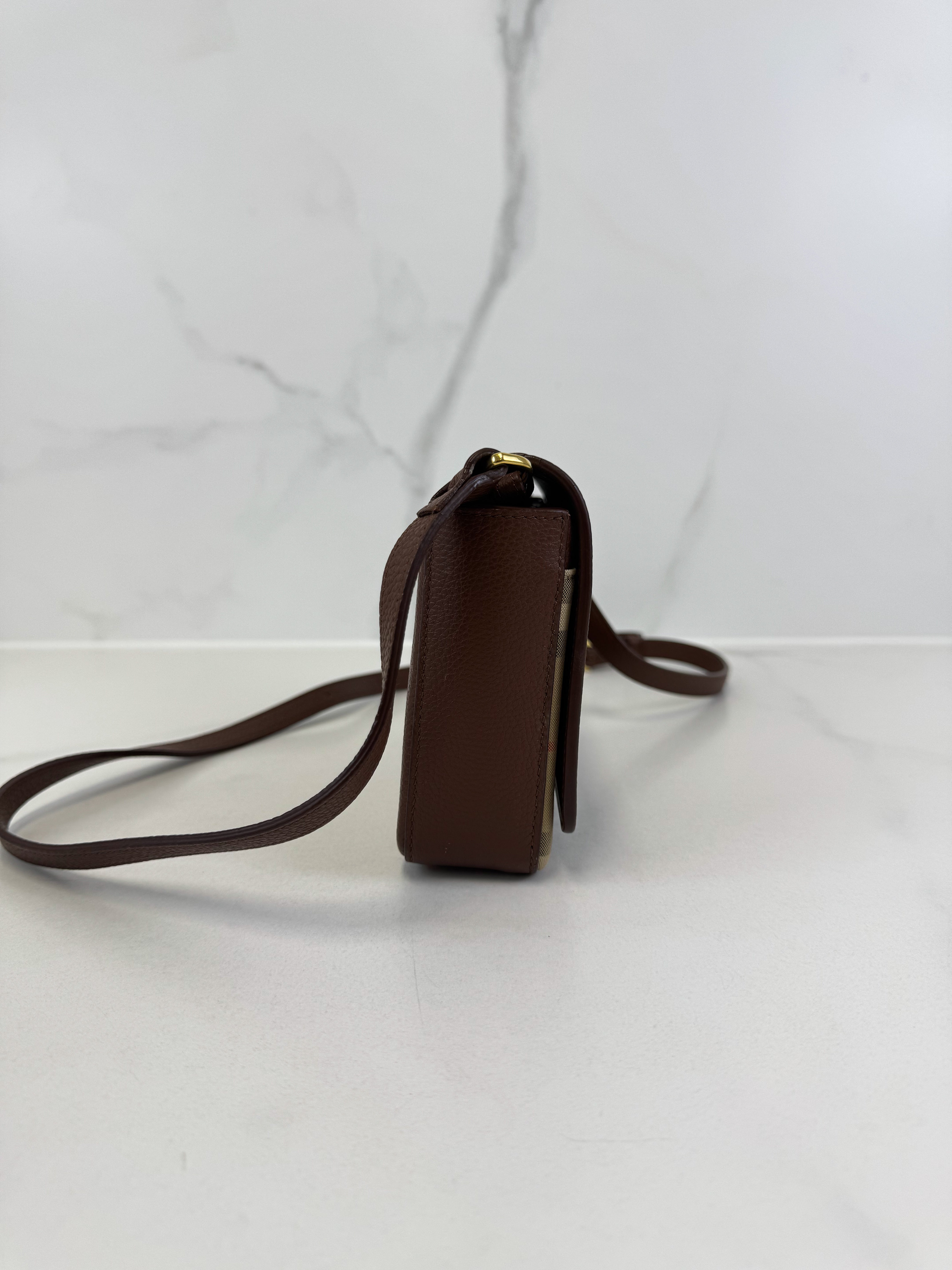 Burberry Leather and Vintage Check Note Crossbody Bag