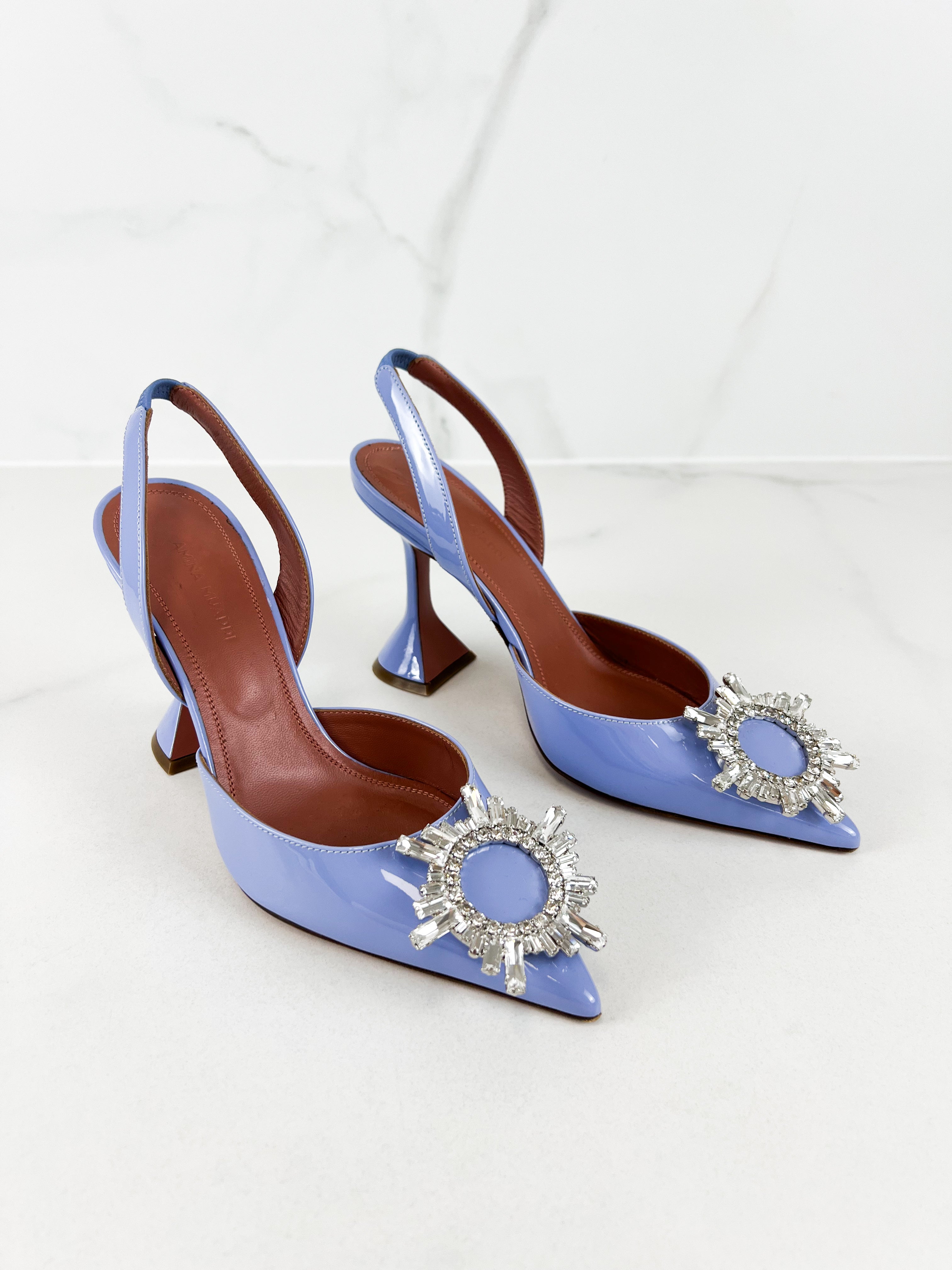 Amina Muaddi Begum Lavender 95 Slingback Size 36