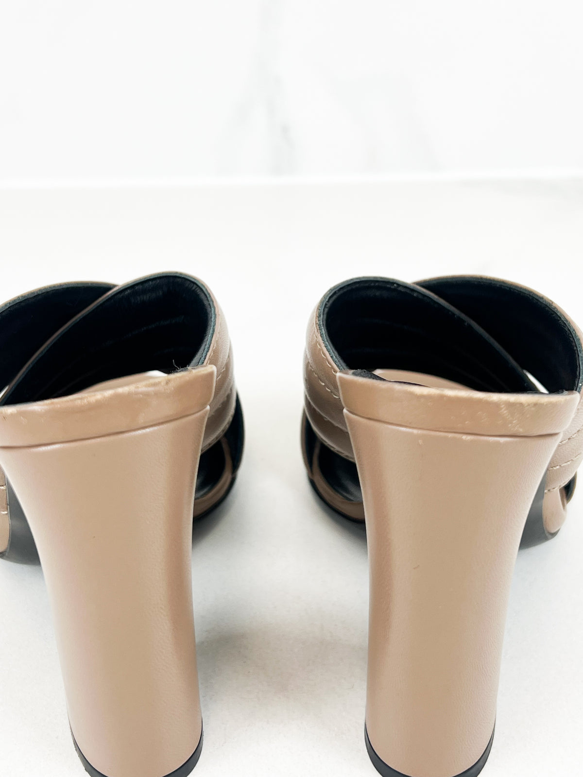 Gucci Quilted Leather Heel Mules Size 36