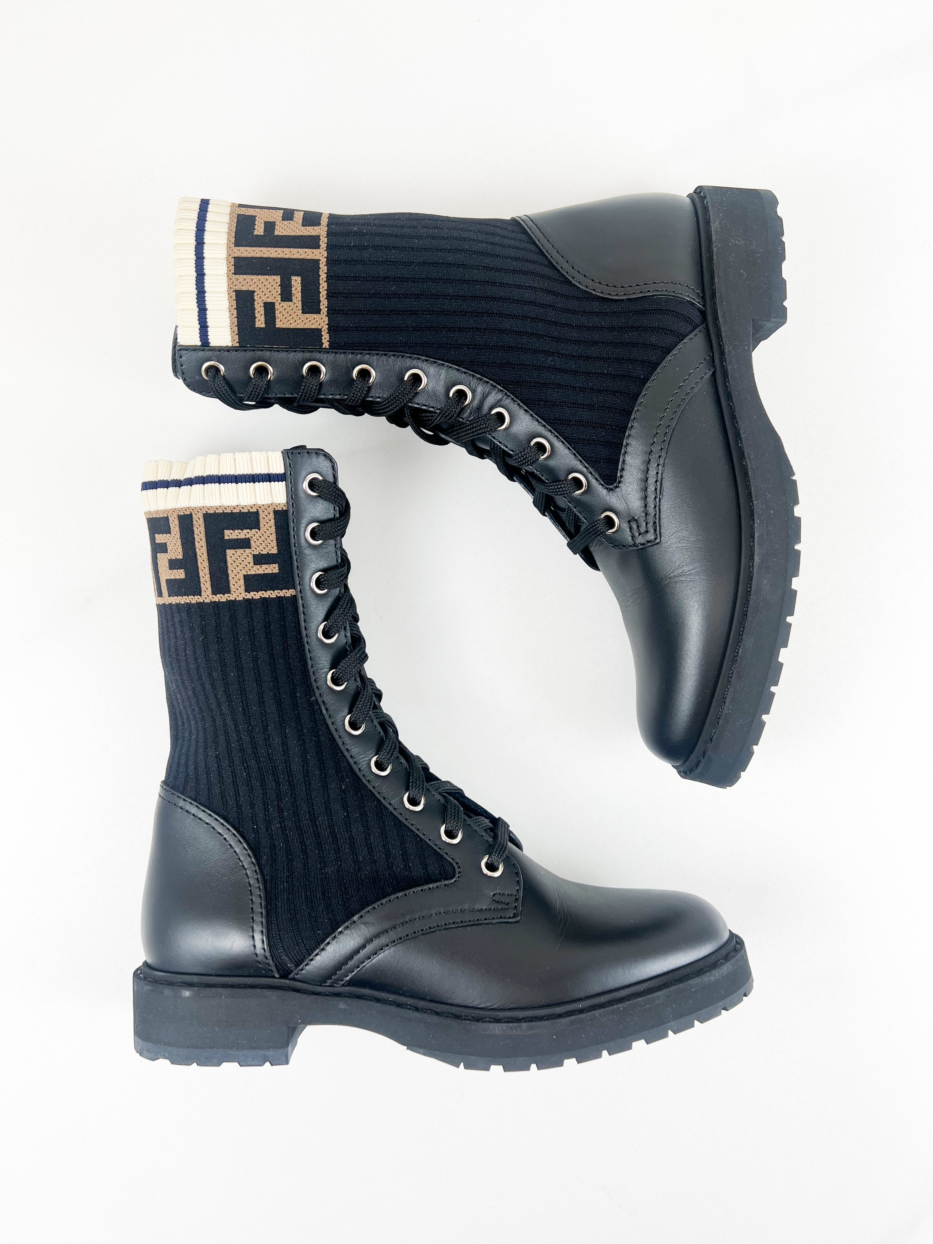 Fendi Rockoko Black Boots Size 37
