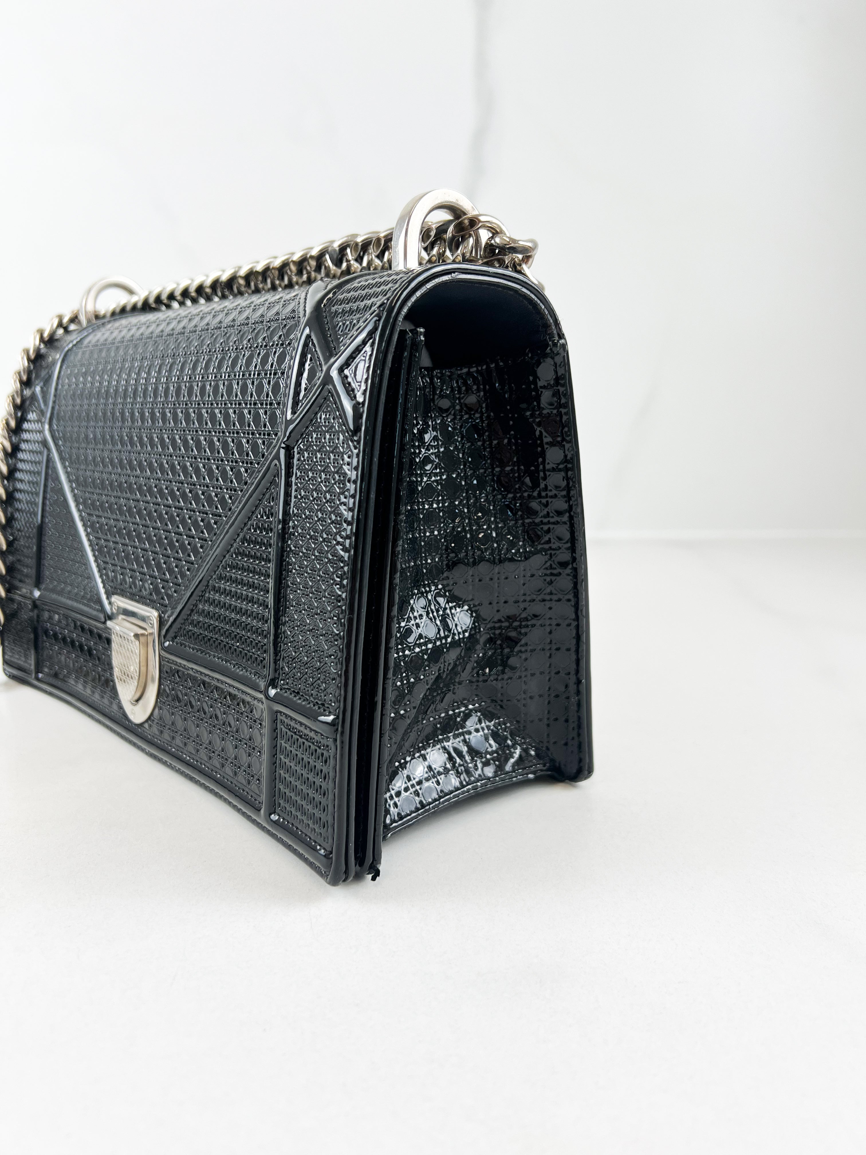 Christian Dior Medium Patent Grey Diorama with SHW