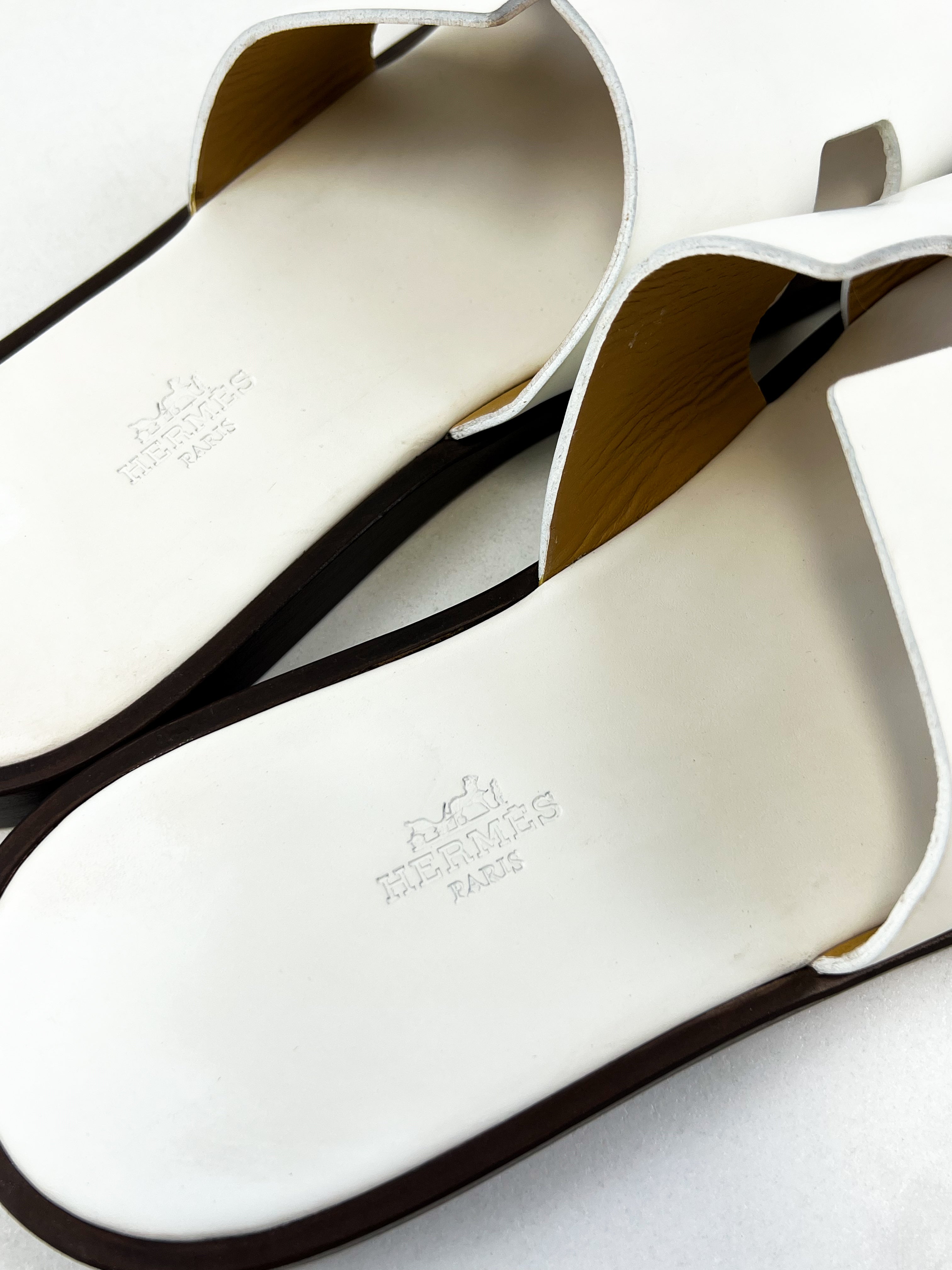 Hermes White Izmir Sandal Size 43