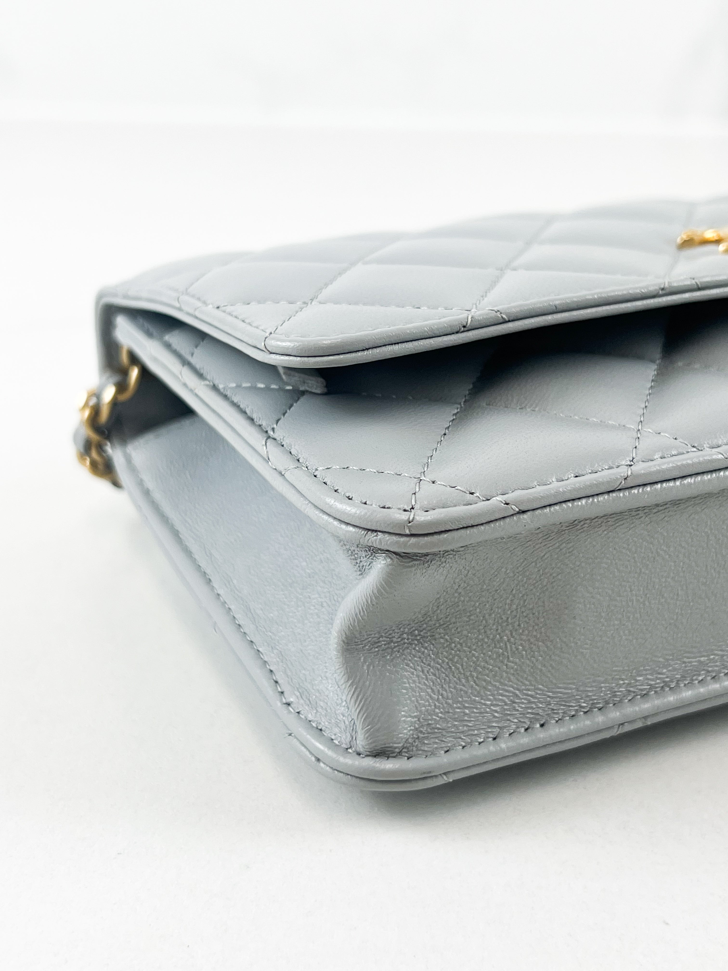 Chanel Grey Lambskin Pearl Crush WOC