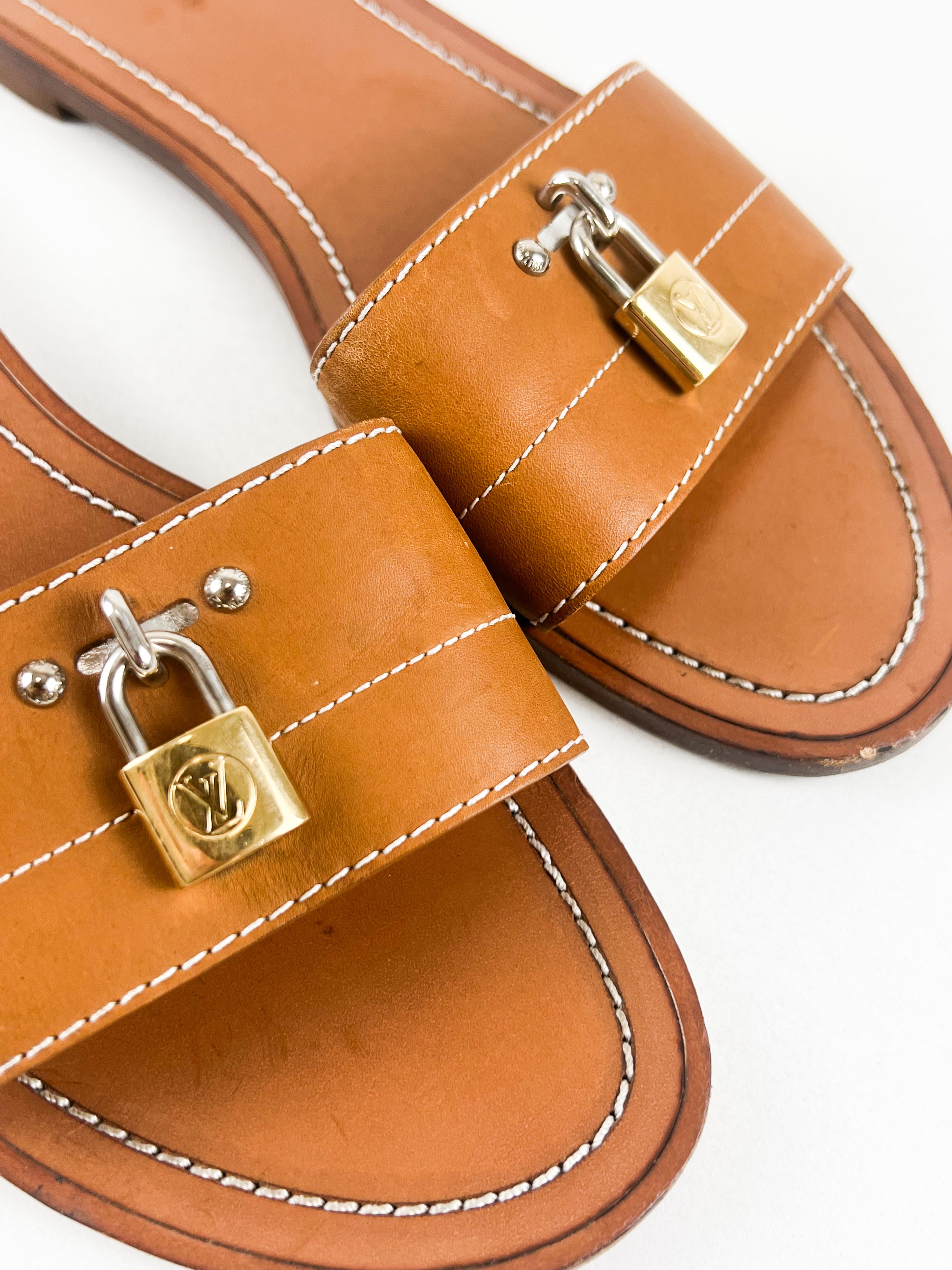 Louis Vuitton Lock It Flat Slides Size 38