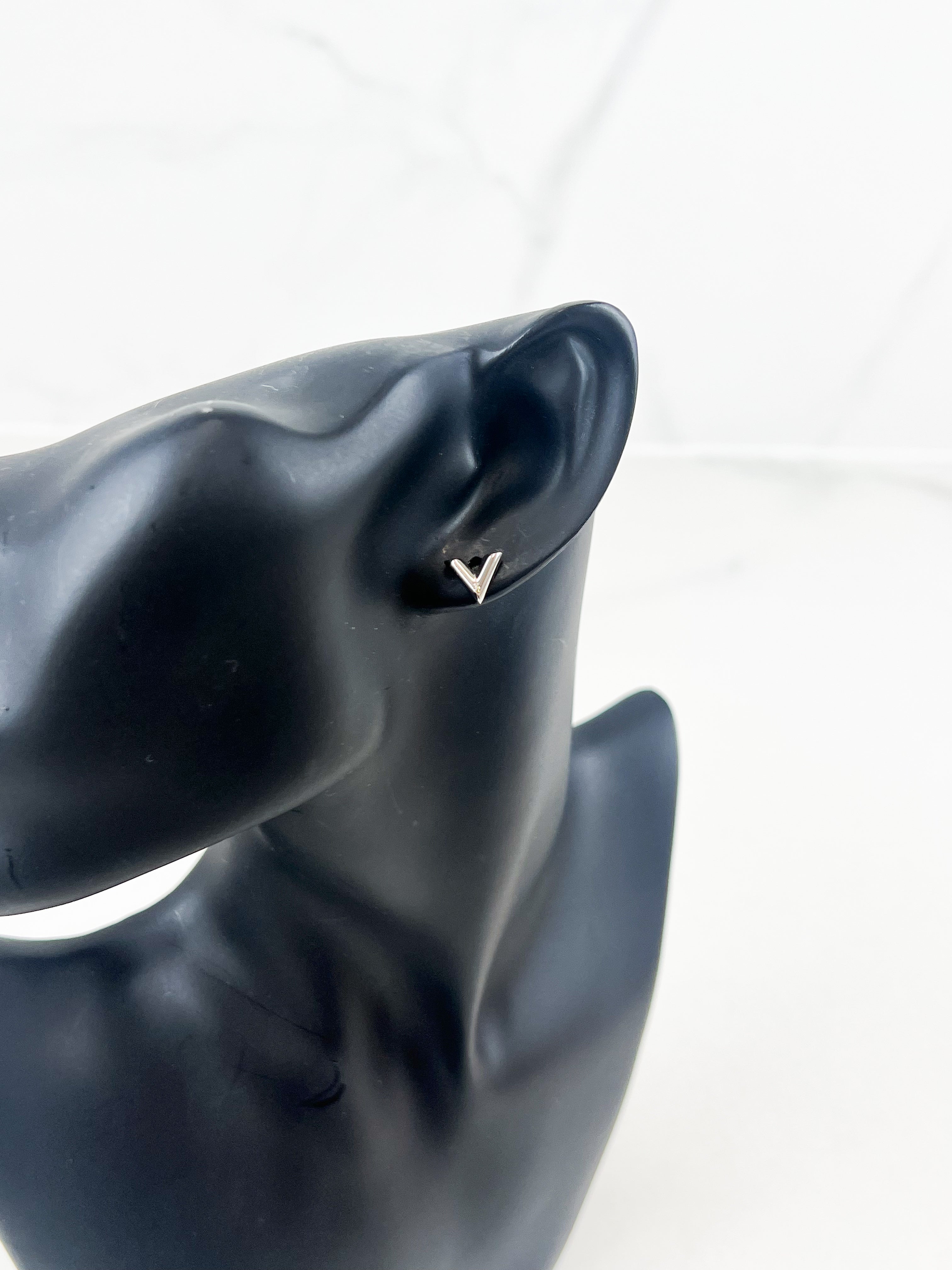 Louis Vuitton Silver Essential V Stud Earrings