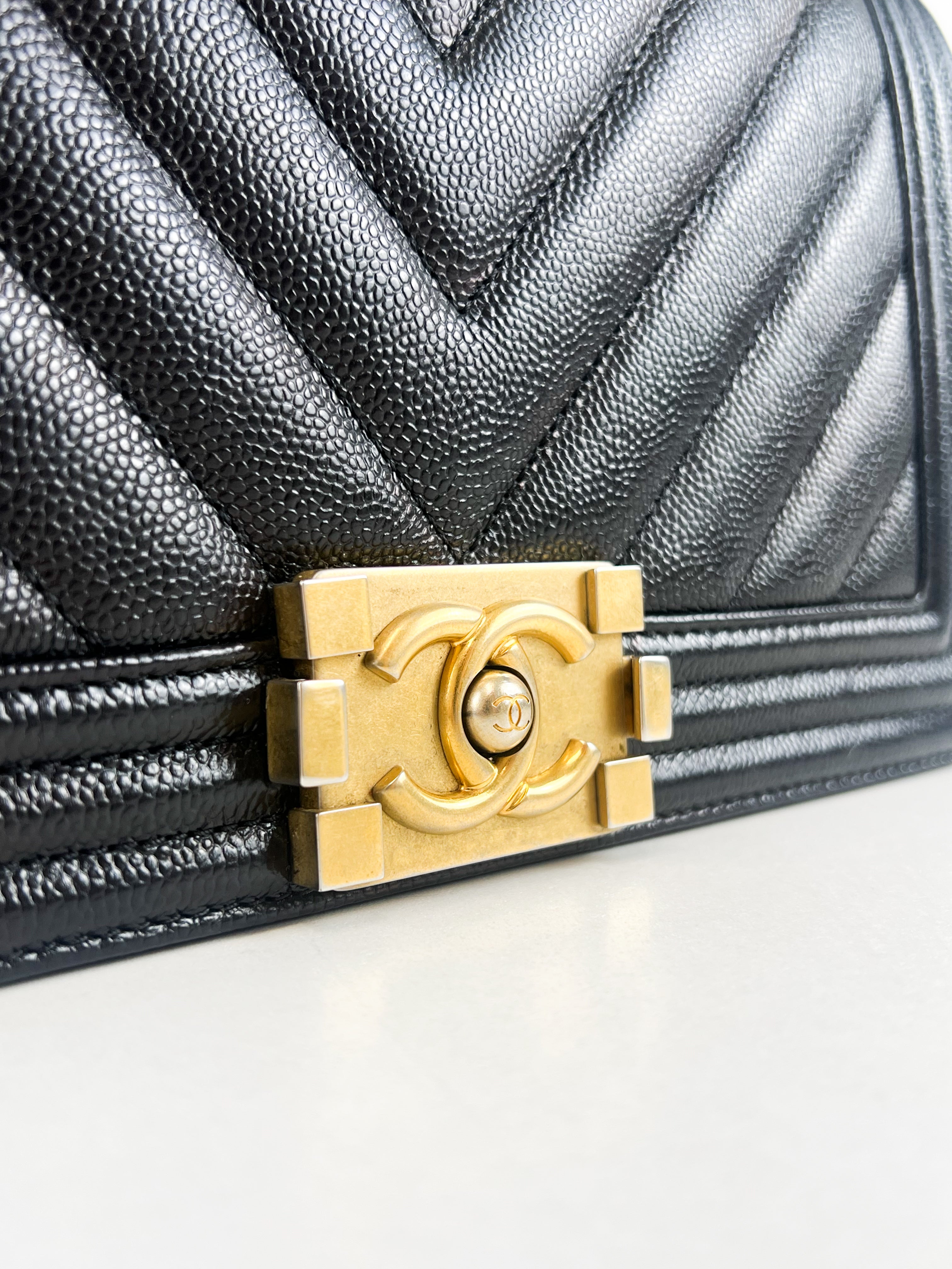 Chanel Old Medium Chevron Boy Bag with GHW