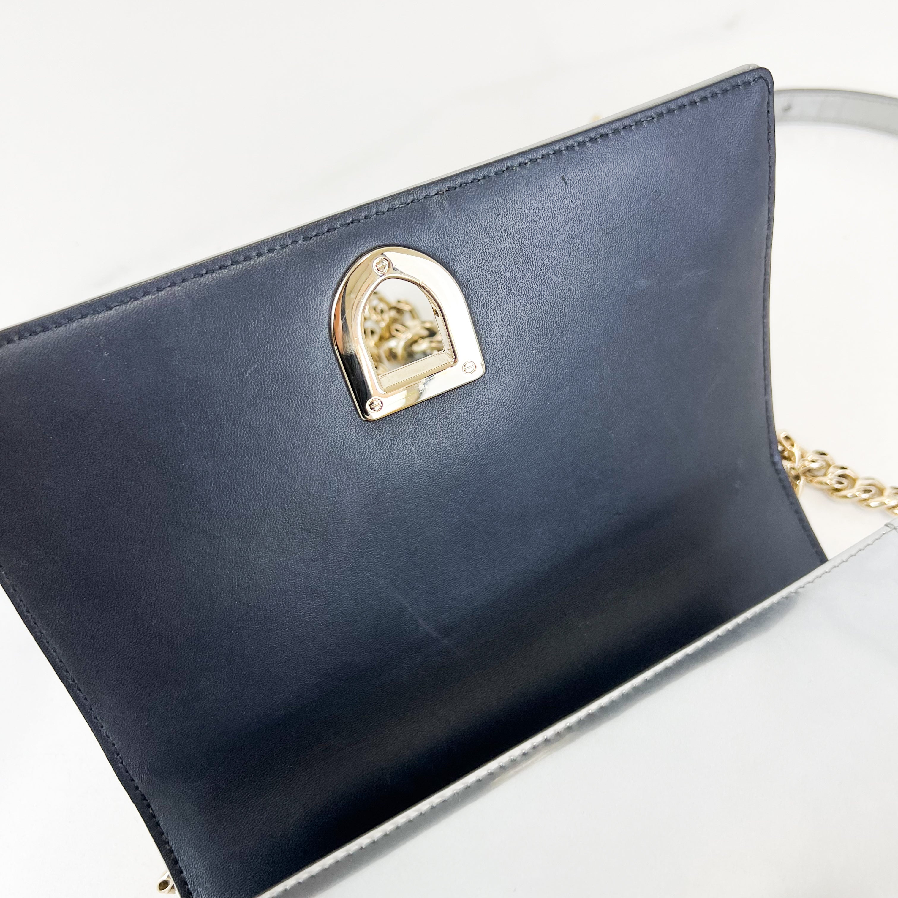 Christian Dior Metallic Silver Small Diorama Shoulder Bag
