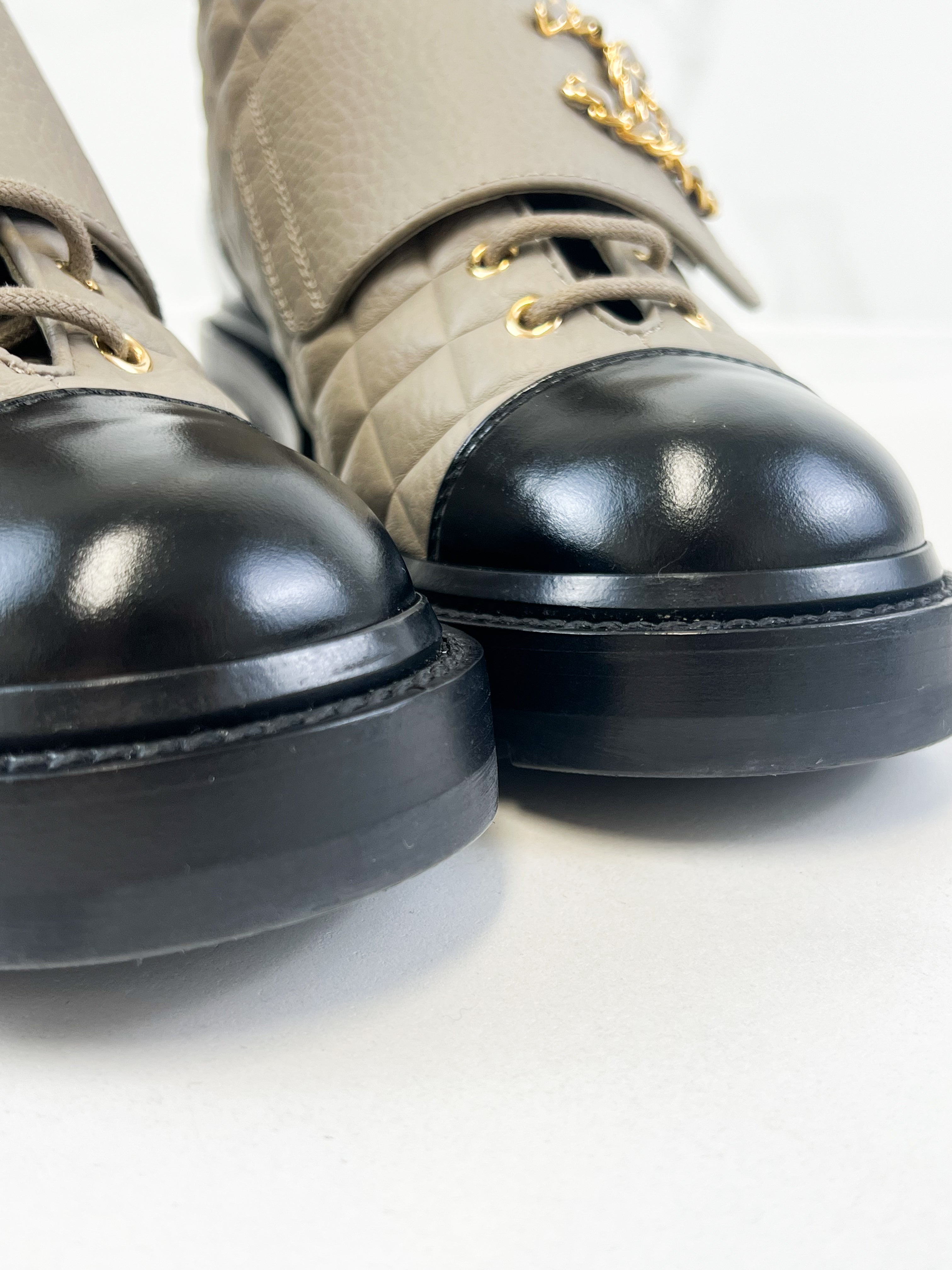Chanel Quilted Combat Boot Size 40