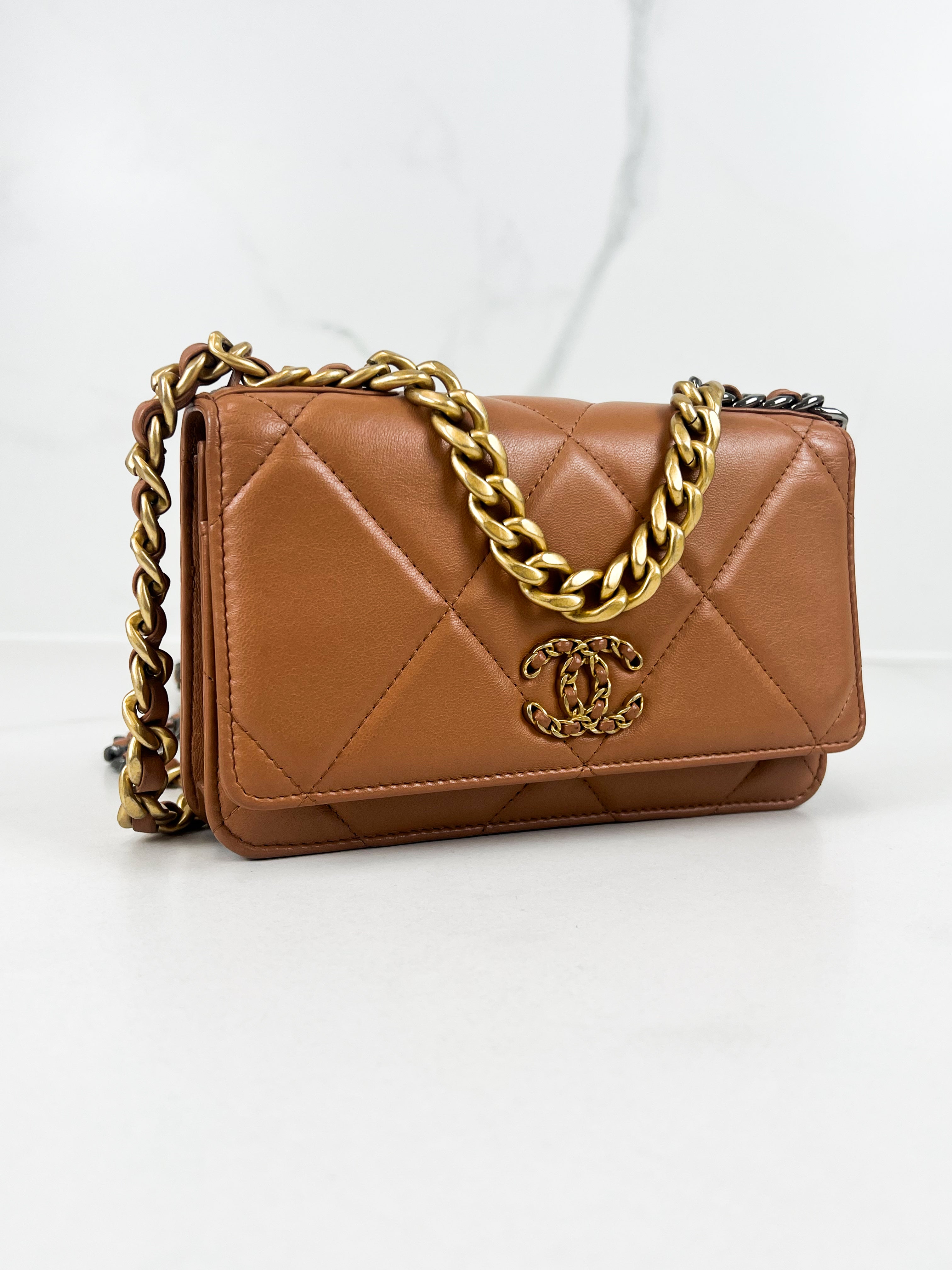 Chanel 19 Wallet on Chain in Beige Calfskin Leather