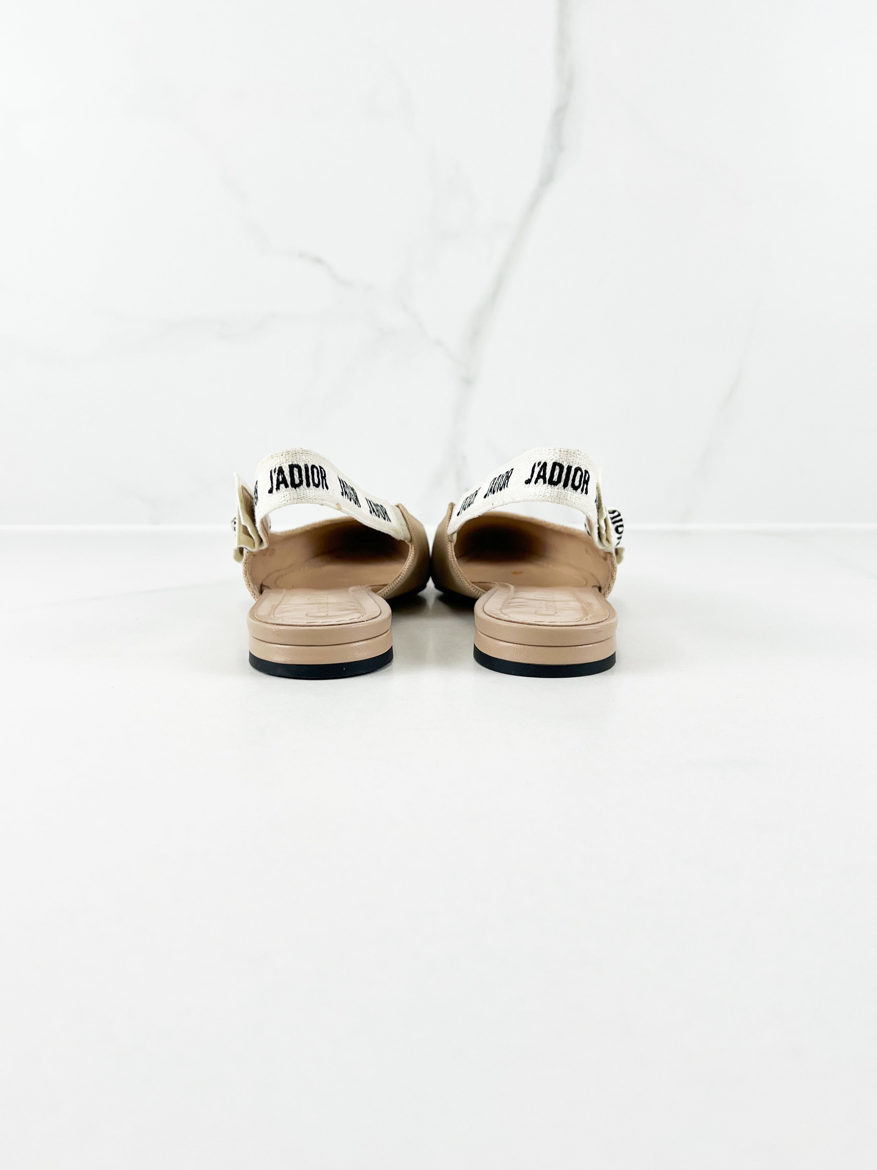 Christian Dior Nude J'adior Slingback Flats Size 38.5