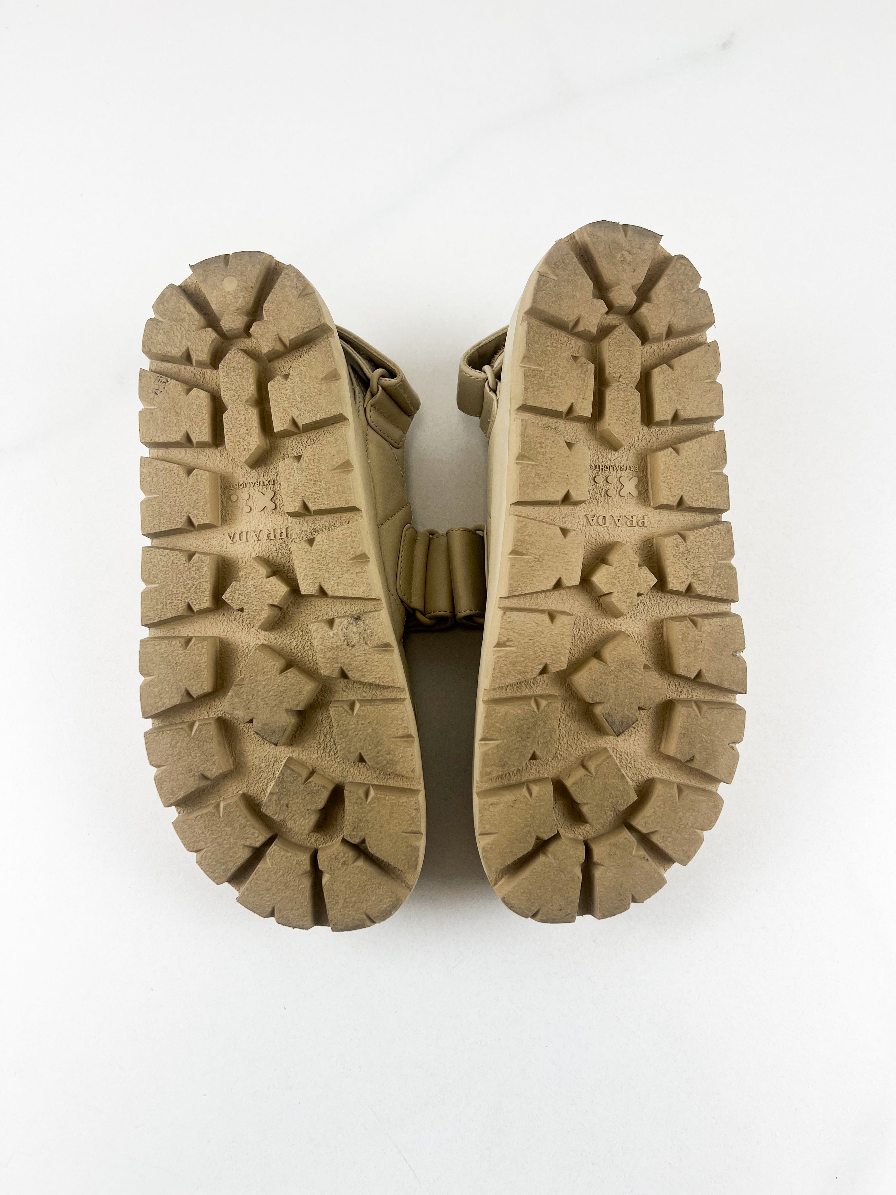 Prada Logo Quilted Leather Sandal Size 38