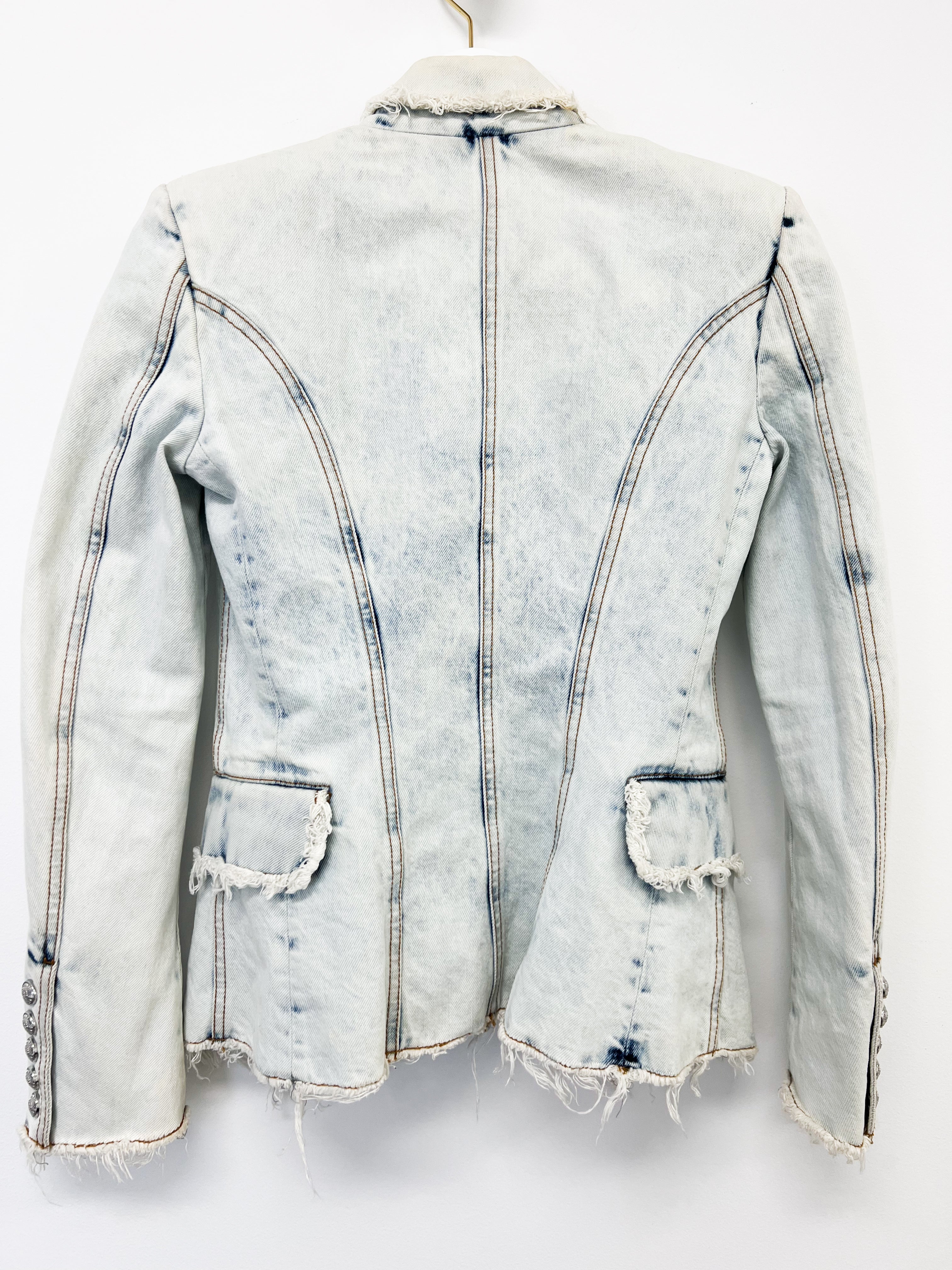 Balmain Blazer with Silver Buttons in Denim Size 34 (6)