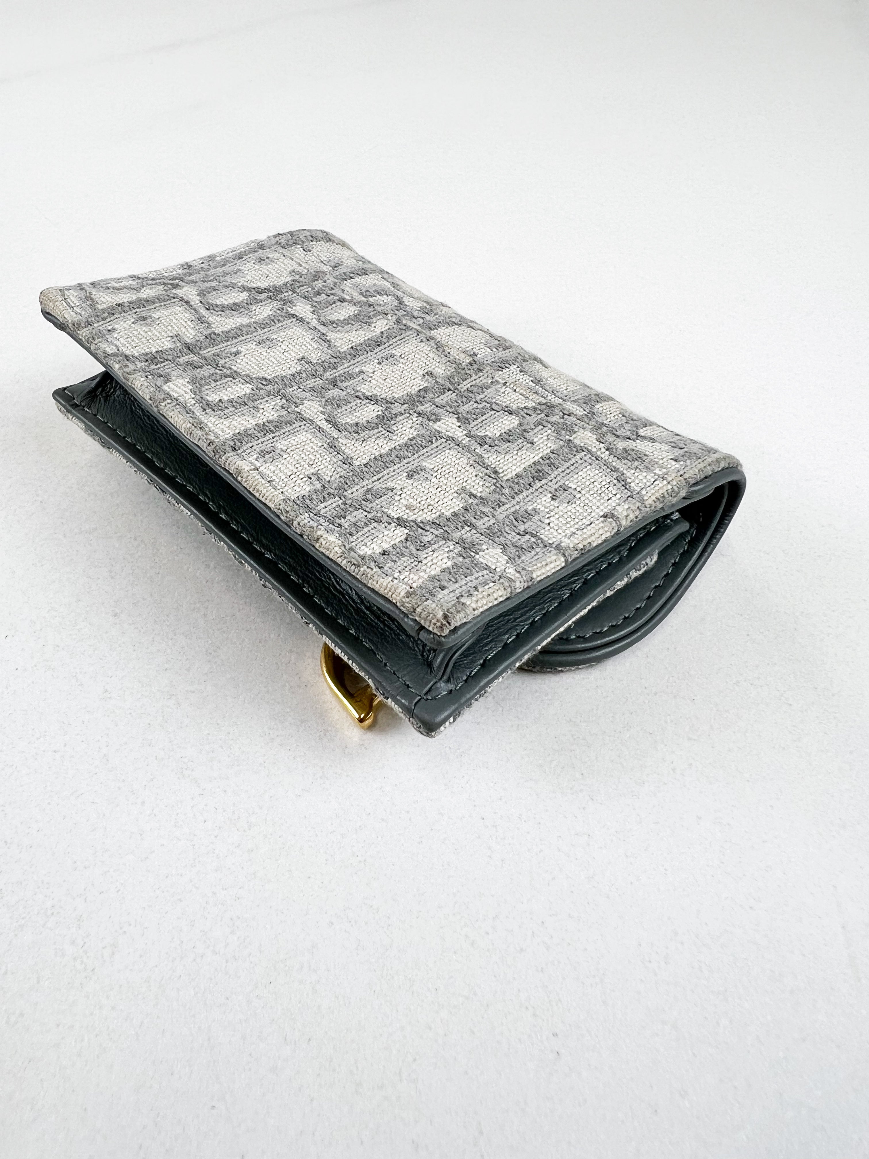 Christian Dior Grey Oblique Jacquard Card Holder