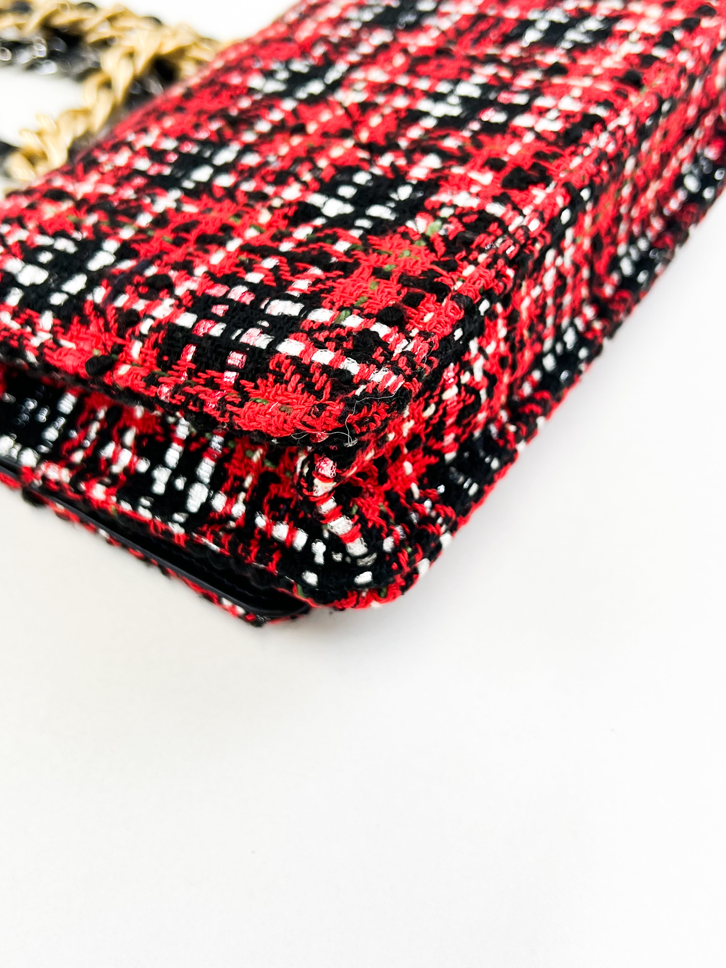 Chanel 19 Wool Tweed & Gold Tone Metal Wallet on Chain