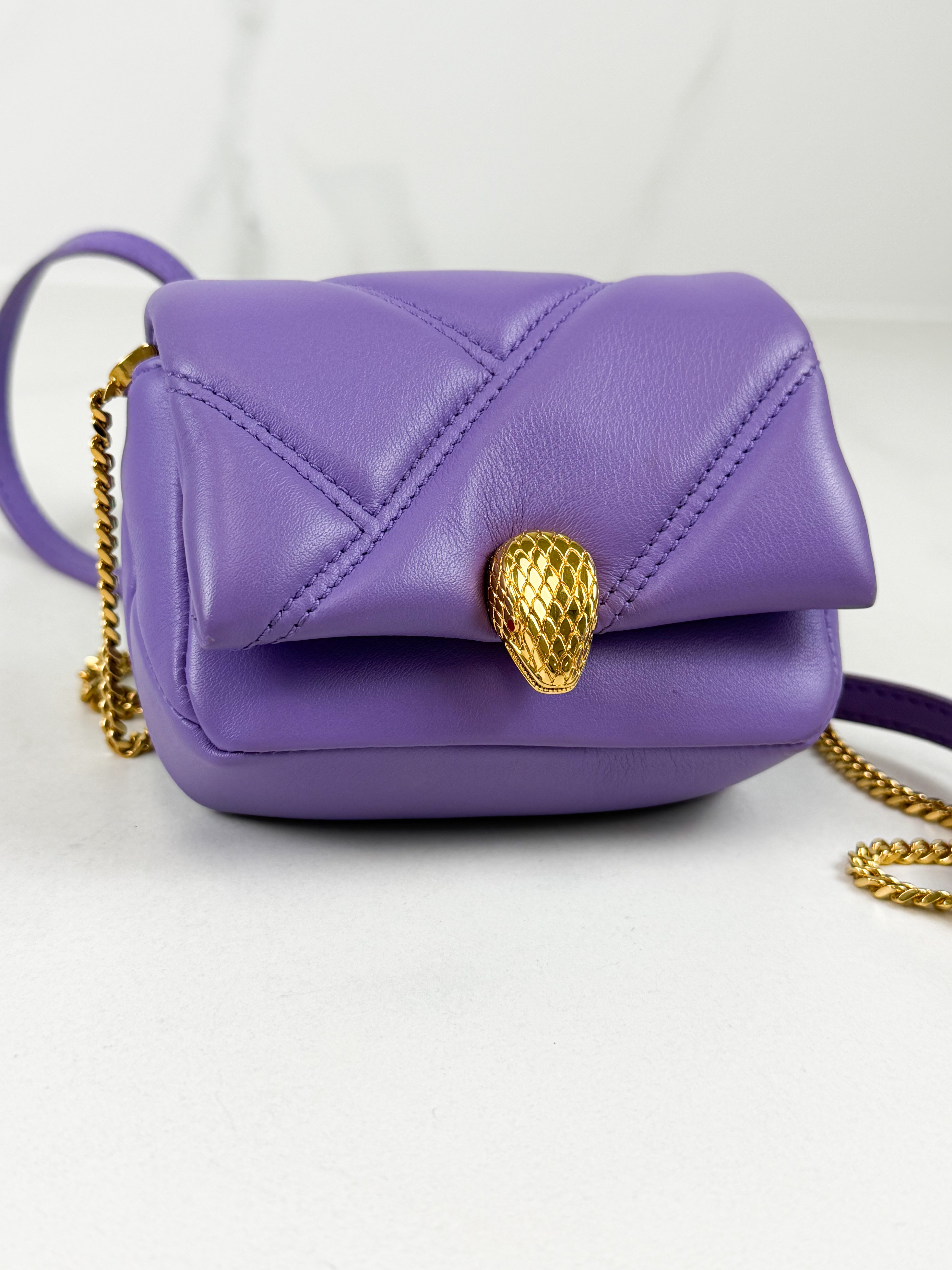 Bvlgari Serpenti Purple Quilted Leather Cabochon Micro Bag