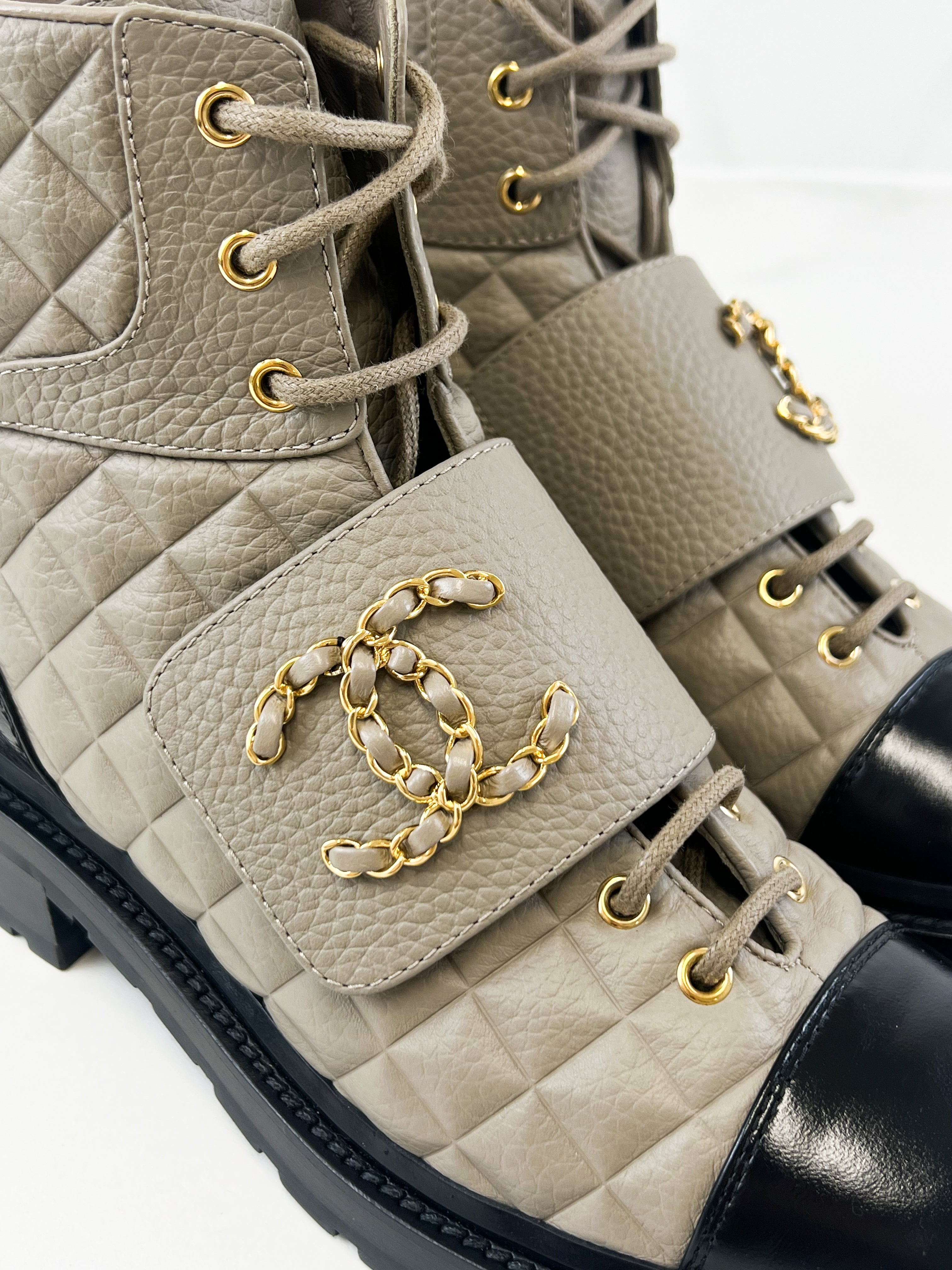 Chanel Quilted Combat Boot Size 40