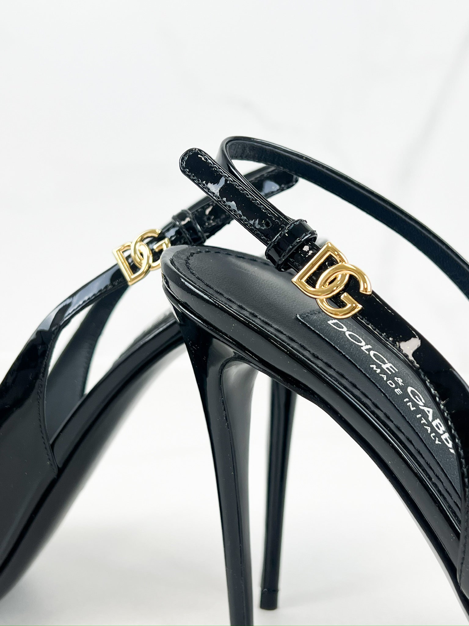 Dolce & Gabbana Black Patent Leather Slingbacks 105mm