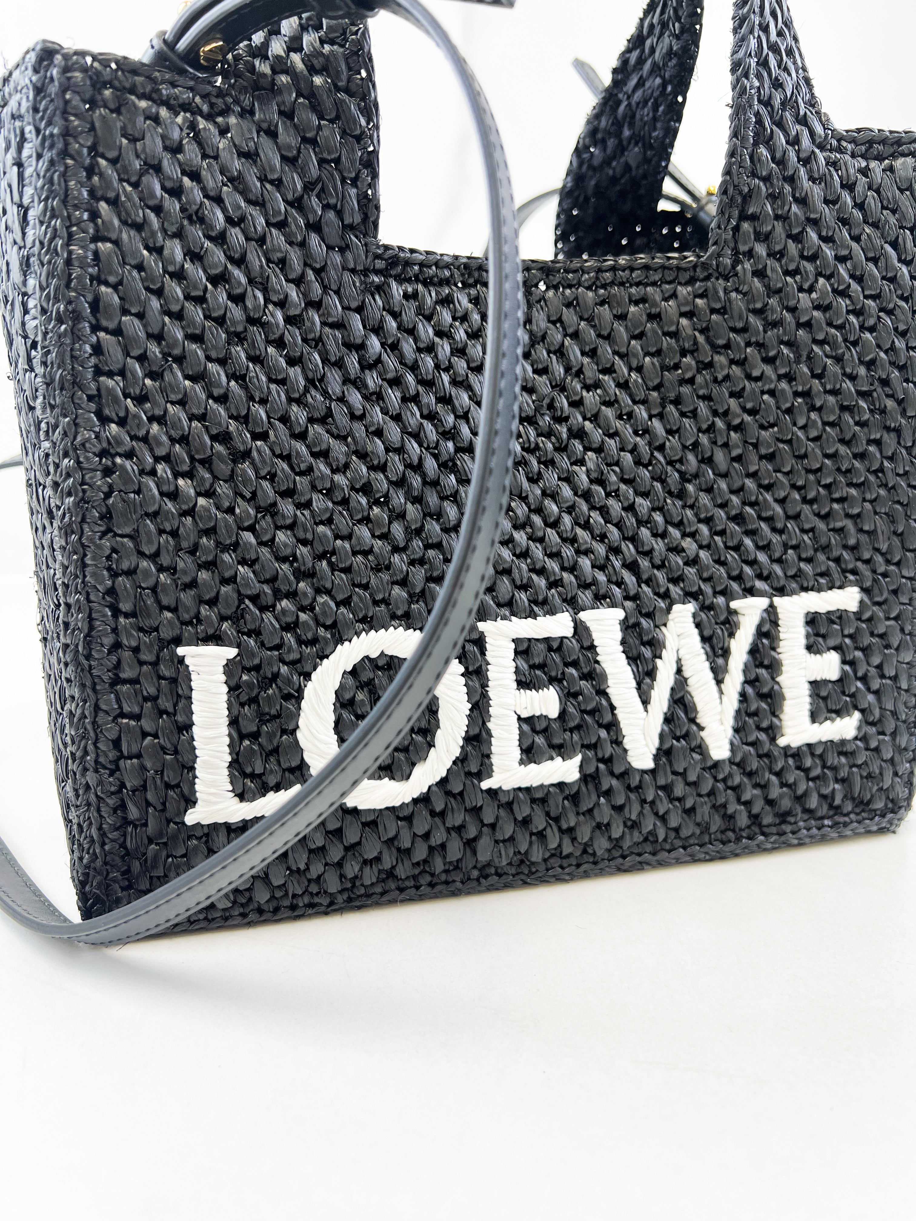 Loewe Mini Font Tote Raffia